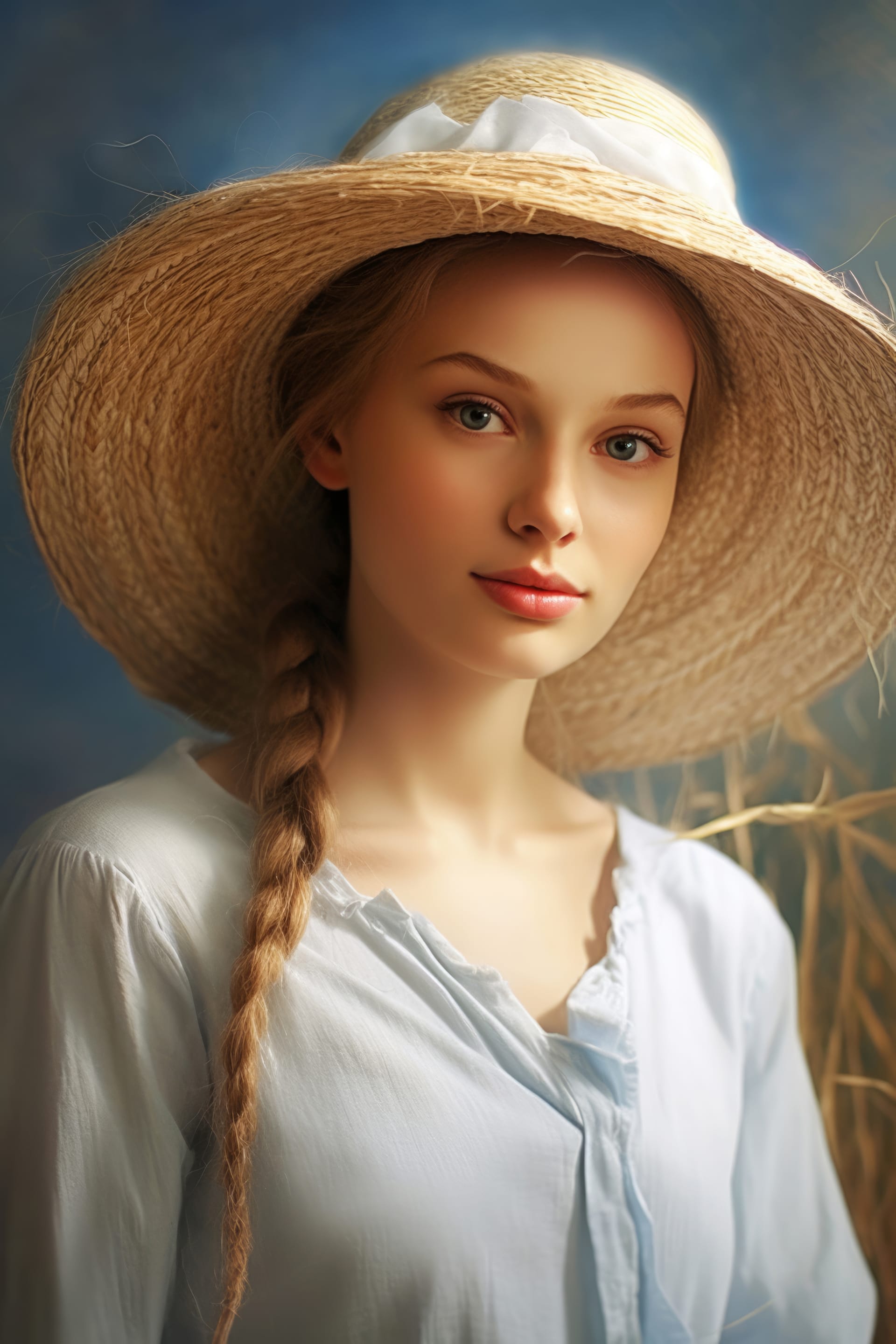 Girl with straw hat free profile picture