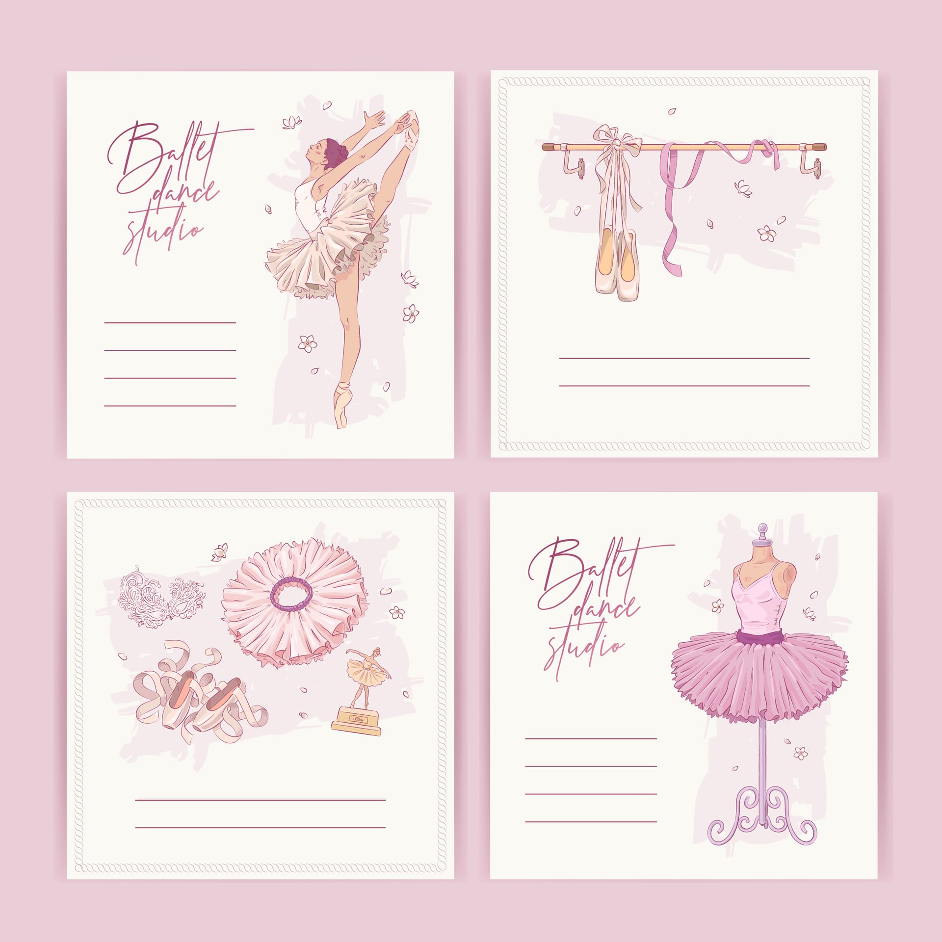 Ballet clipart ballet greeting card set image
