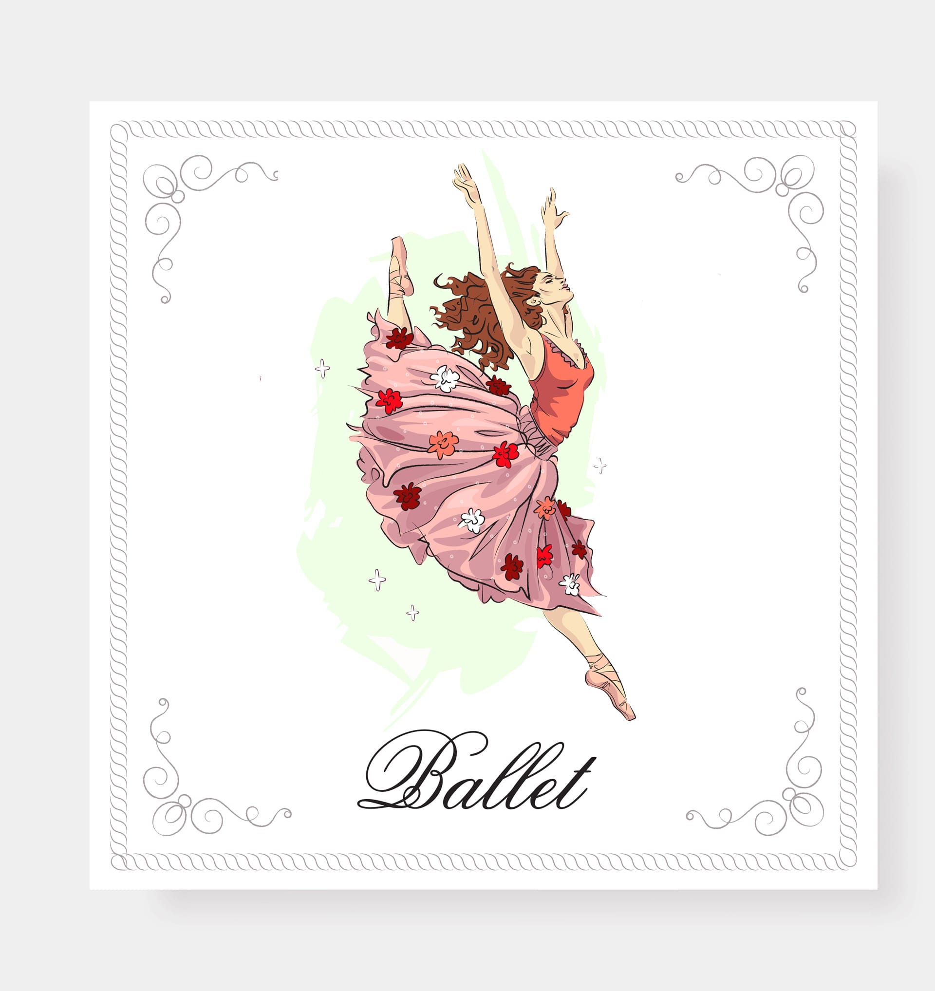 Ballet greeting card set picture ballet clipart