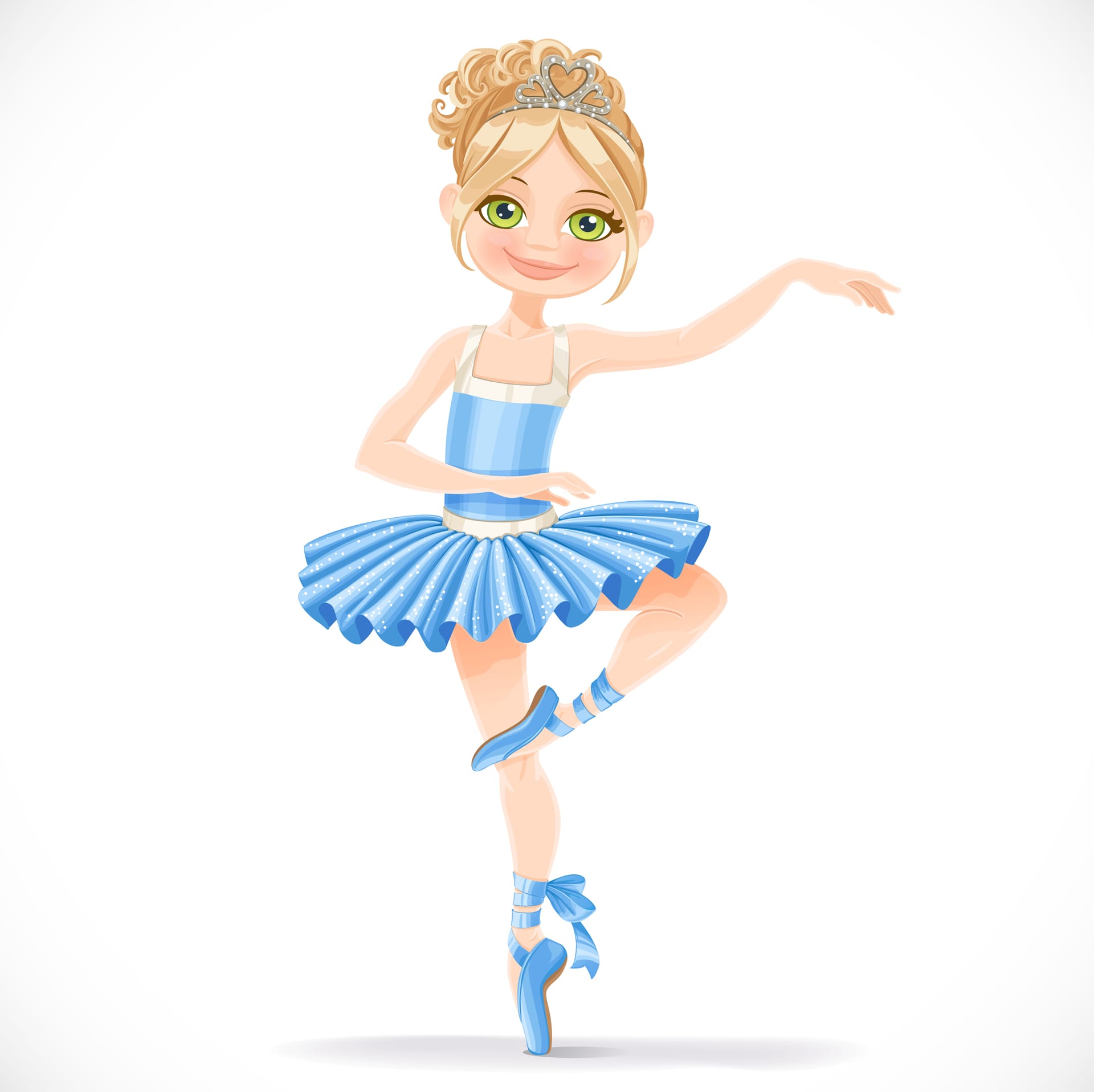 Cute ballerina girl dancing blue dress