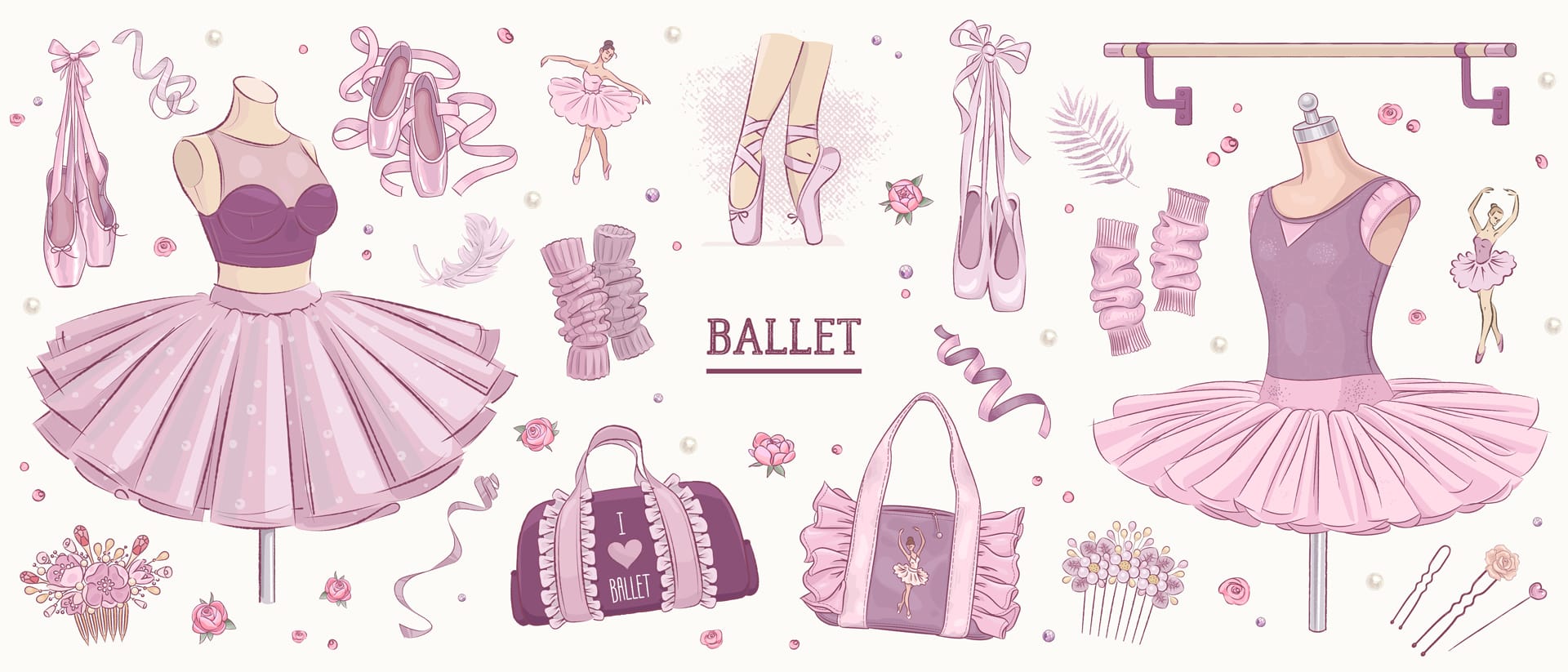 Hand drawn sketch ballet set image