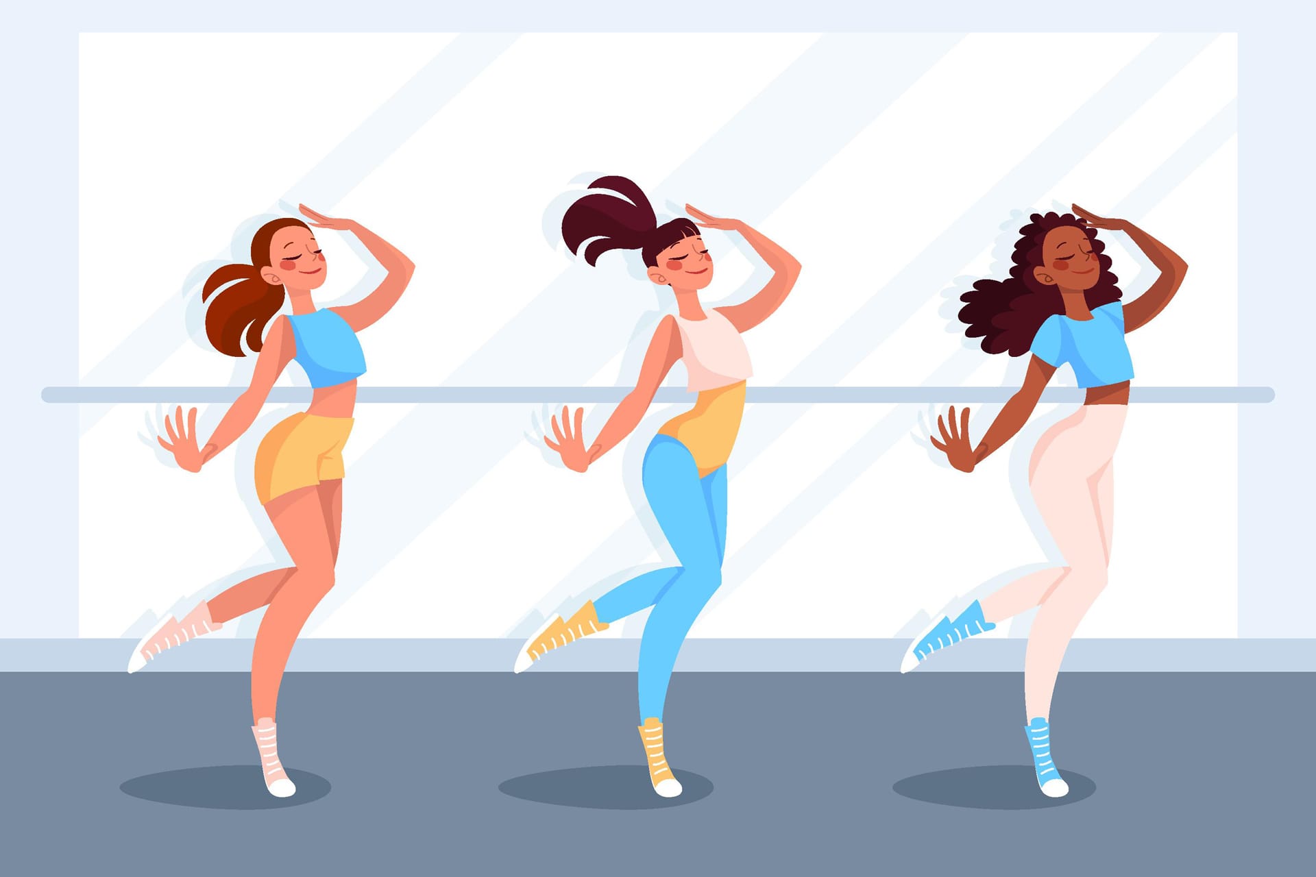 Illustrated dance fitness class image ballet clipart