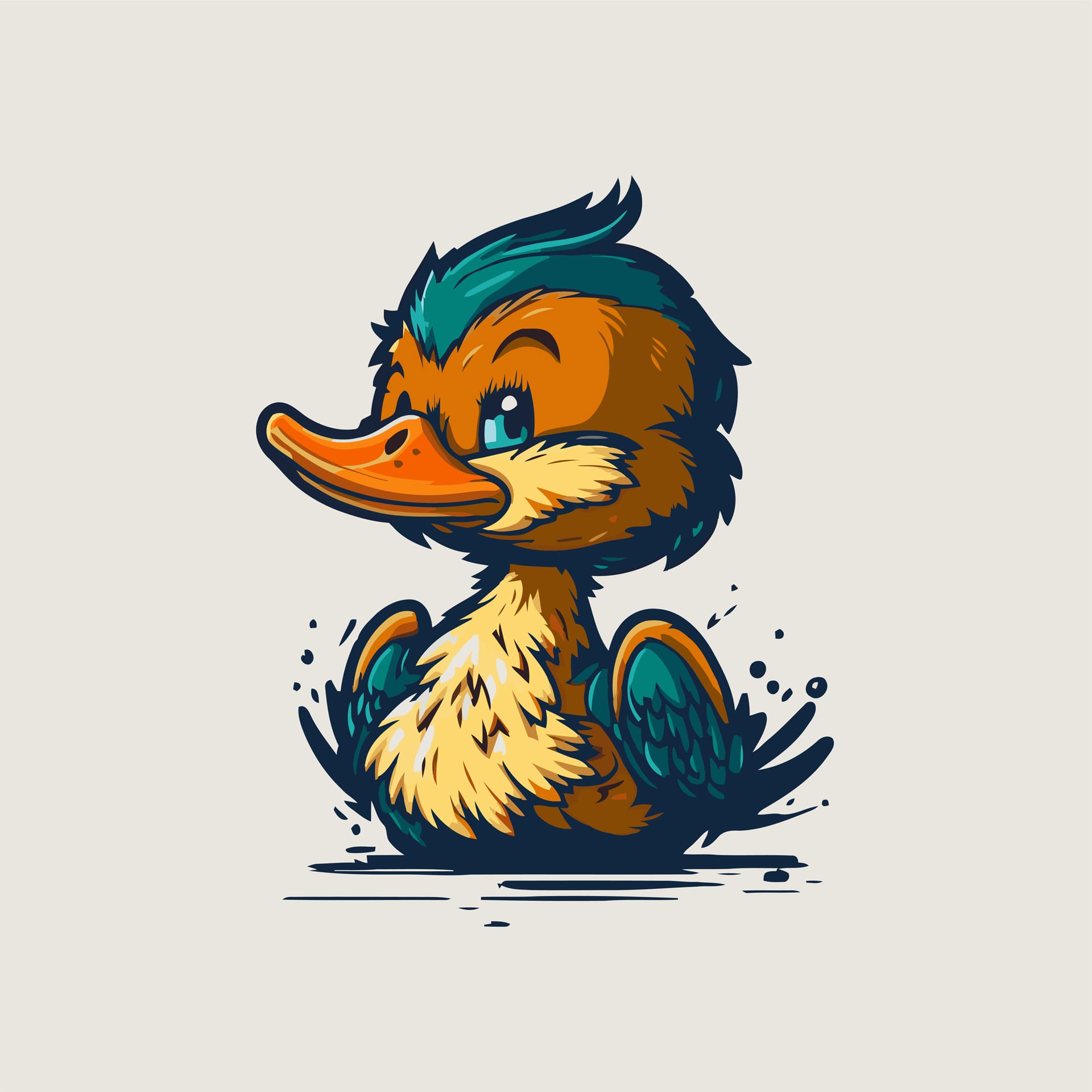 Cool duck goose character logo mascot icon branding cartoon