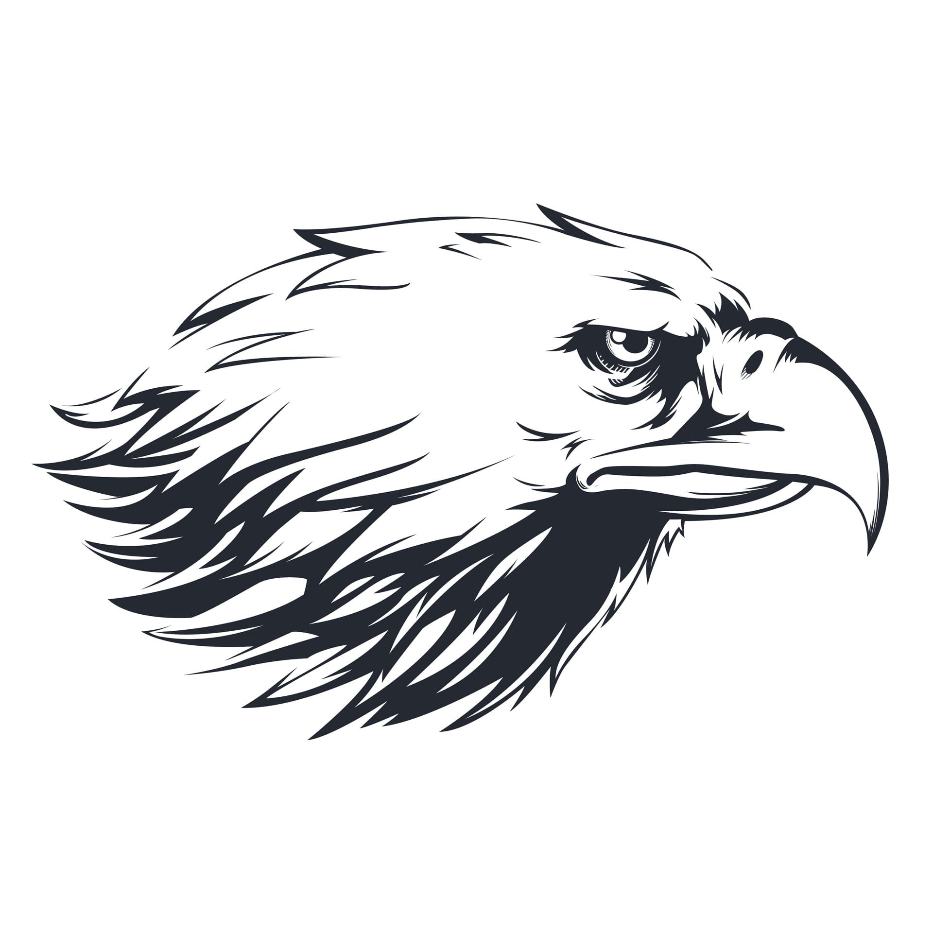 Eagle head sideview isolated logo mascot black white style image