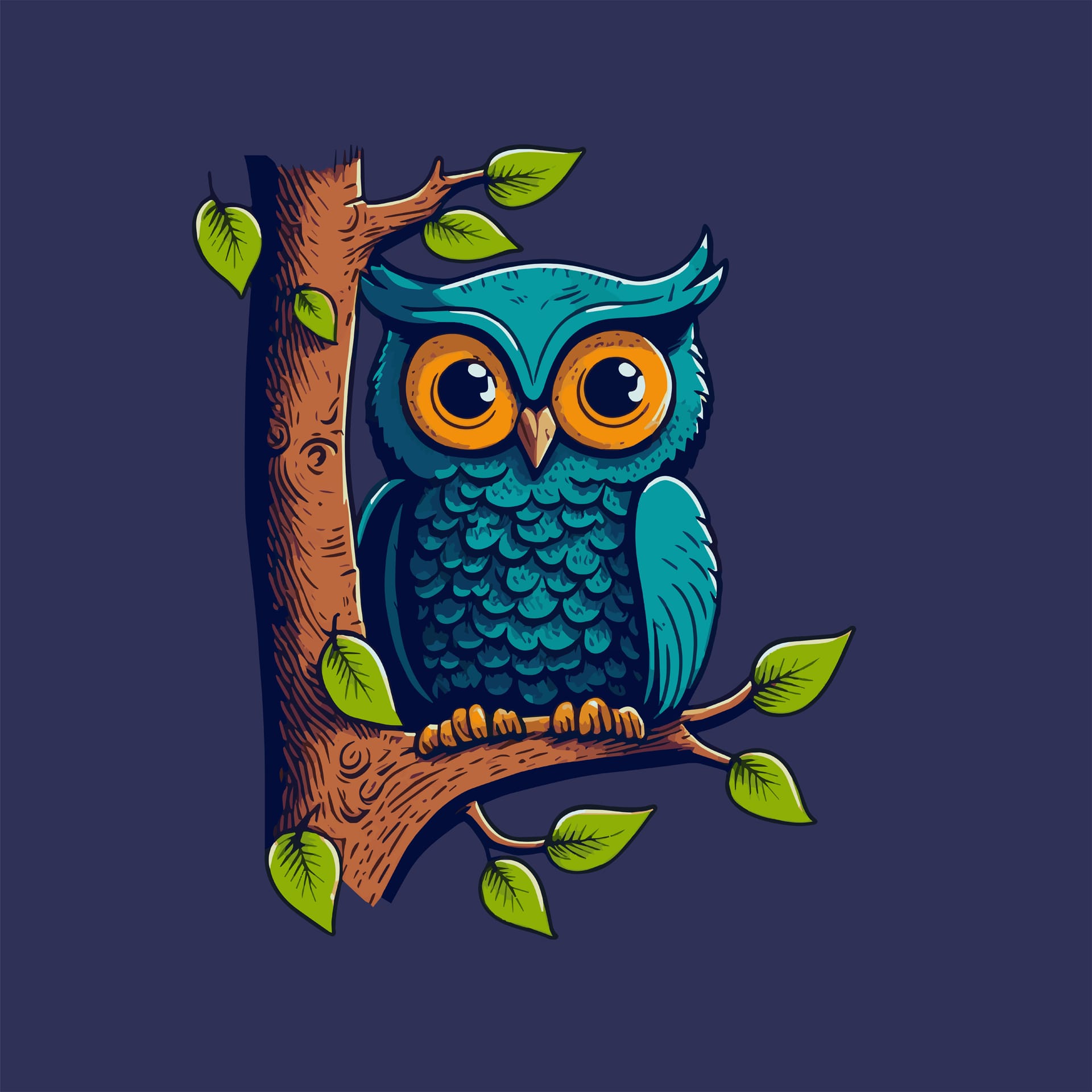 Owl head logo illustration bird character mascot design