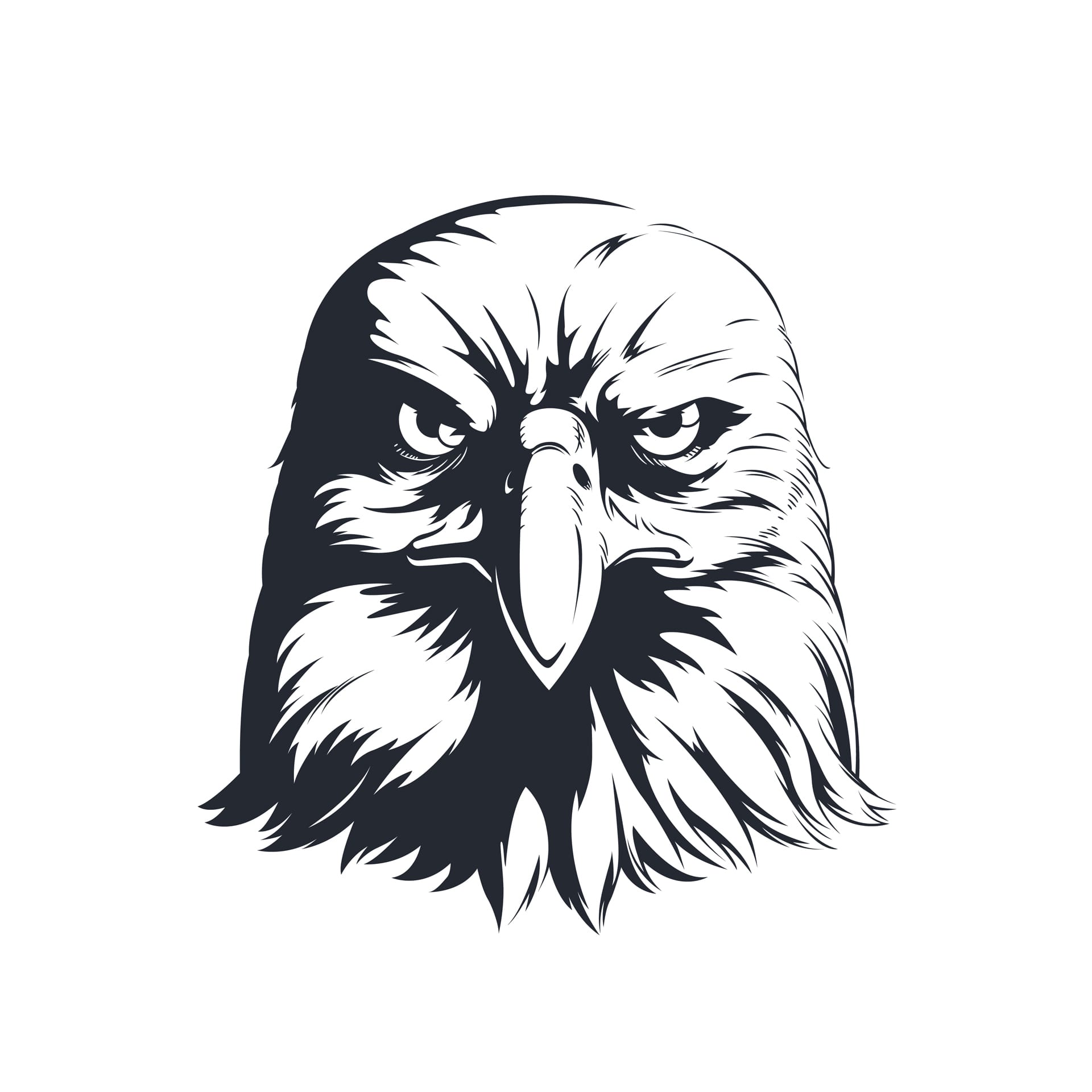 Silhouette eagle head front isolated