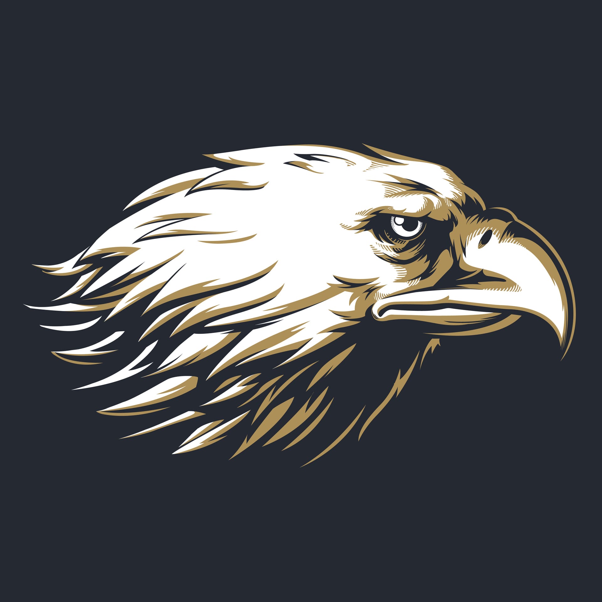 Silhouette eagle head sideview isolated logo mascot black white style