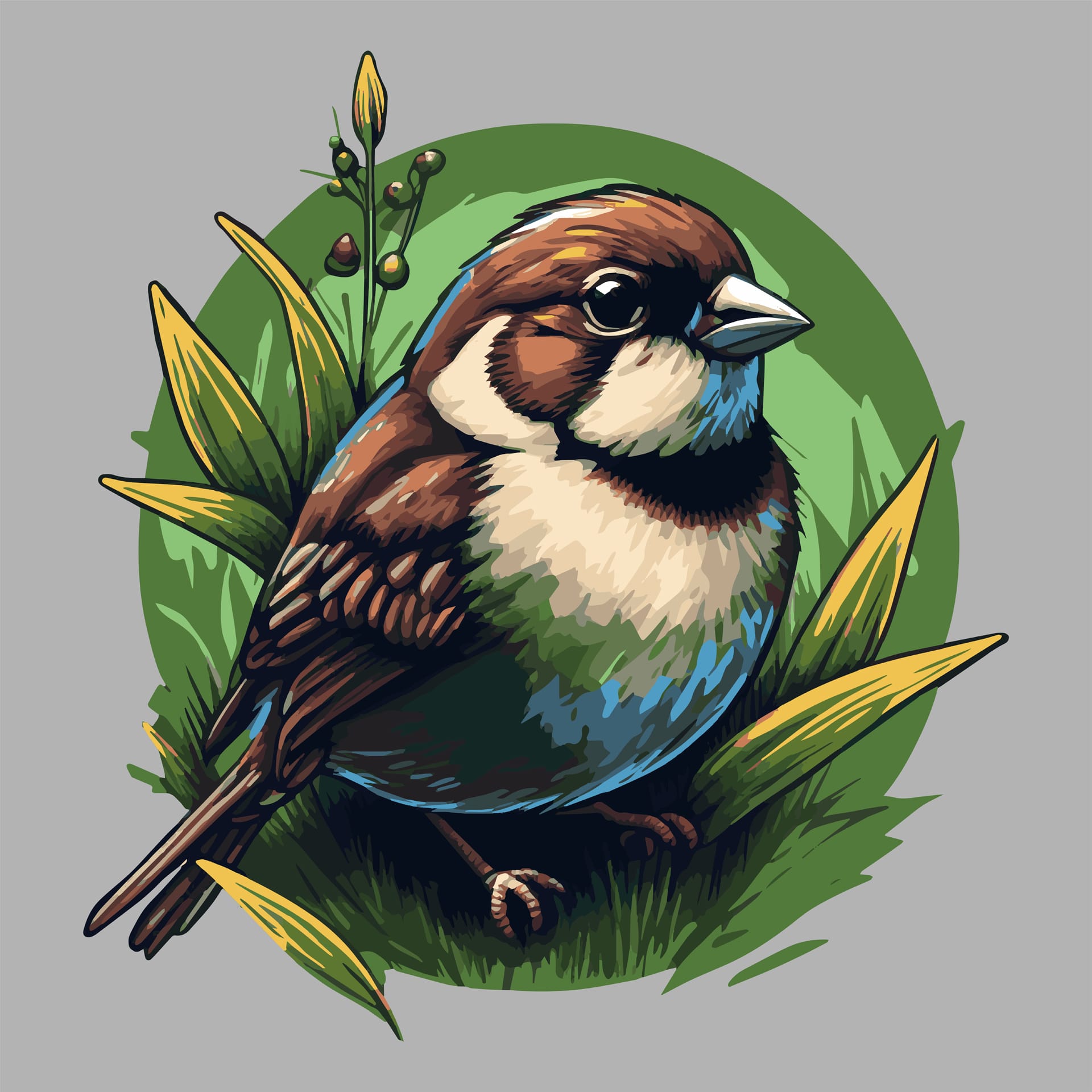 Sparrow bird logo design mascot illustration badges image