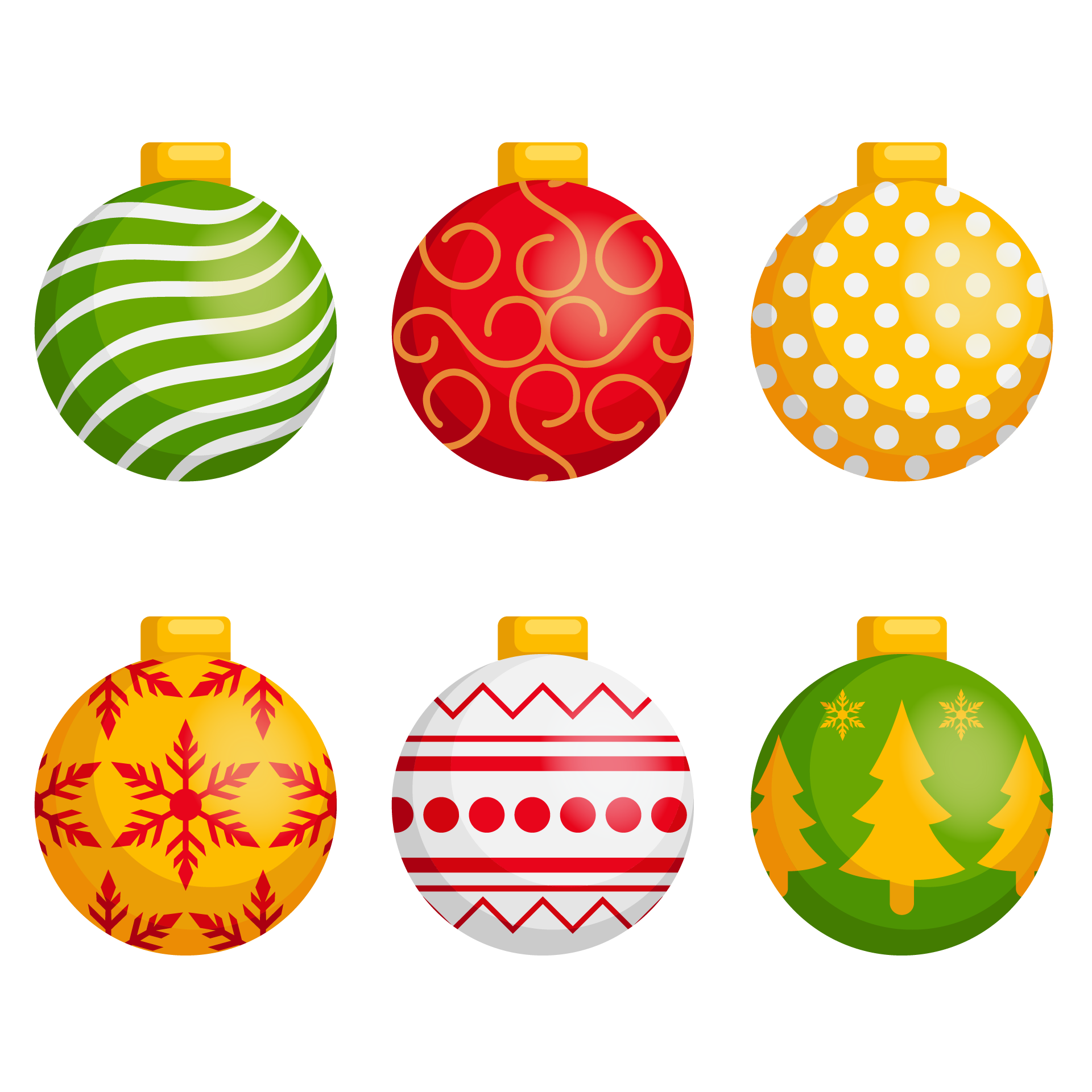 Christmas ball collection with geometrical pattern