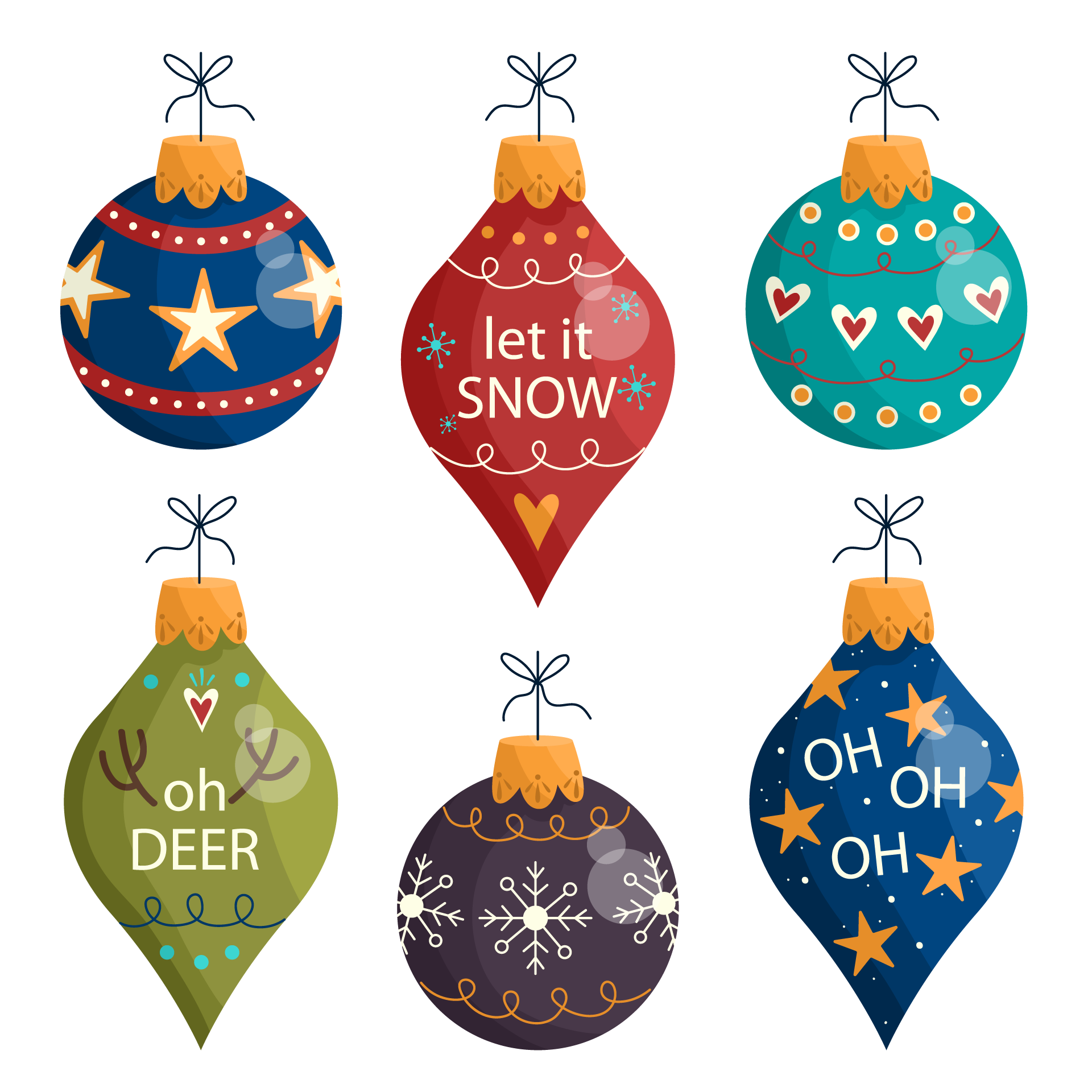 Christmas ball ornaments flat design image