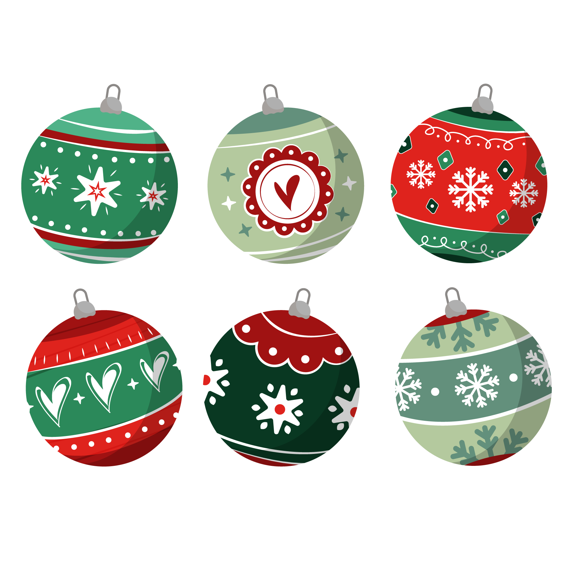 Colorful christmas ball collection with flat design