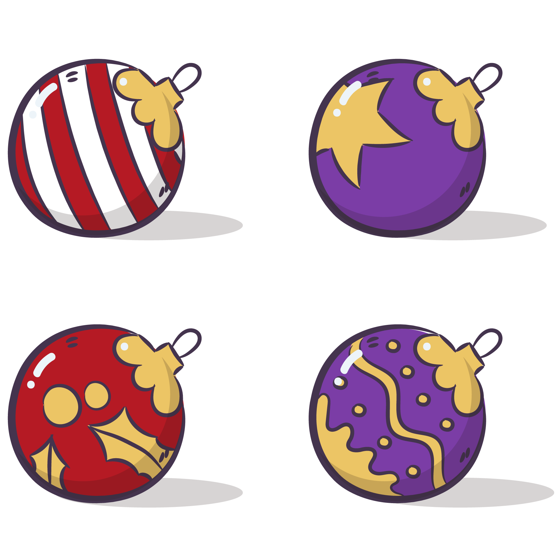 Colorful hand drawn christmas ball collection