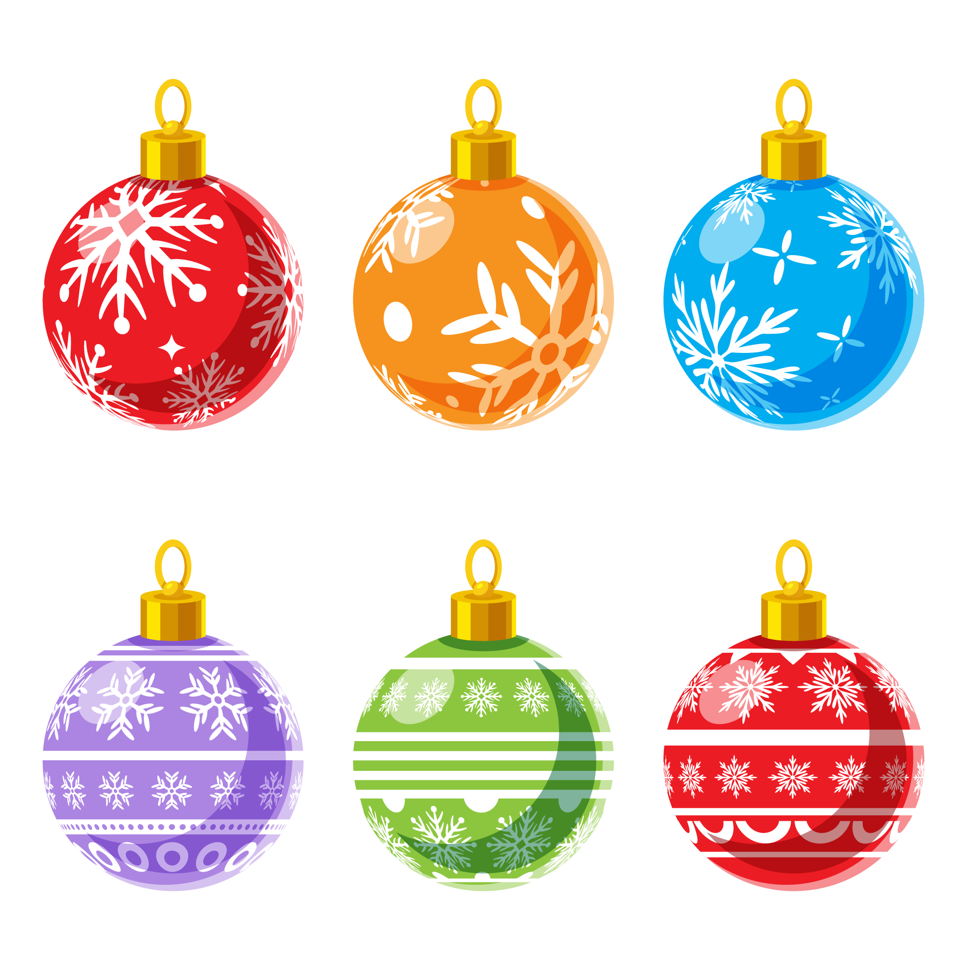 Flat christmas ball ornaments collection christmas ball png