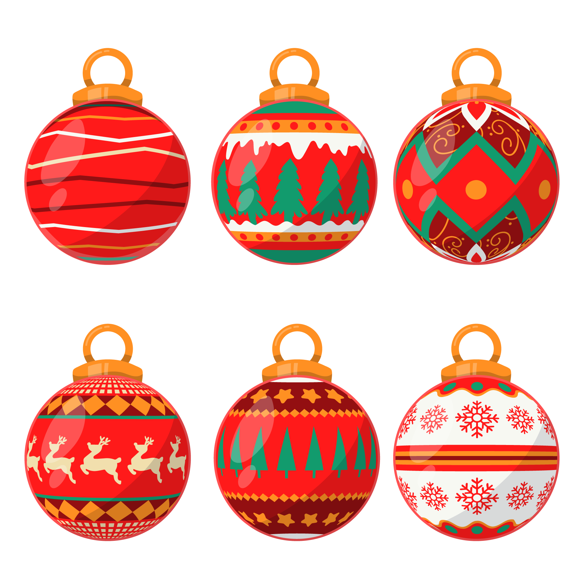 Hand drawn christmas ball ornaments collection excellent picture