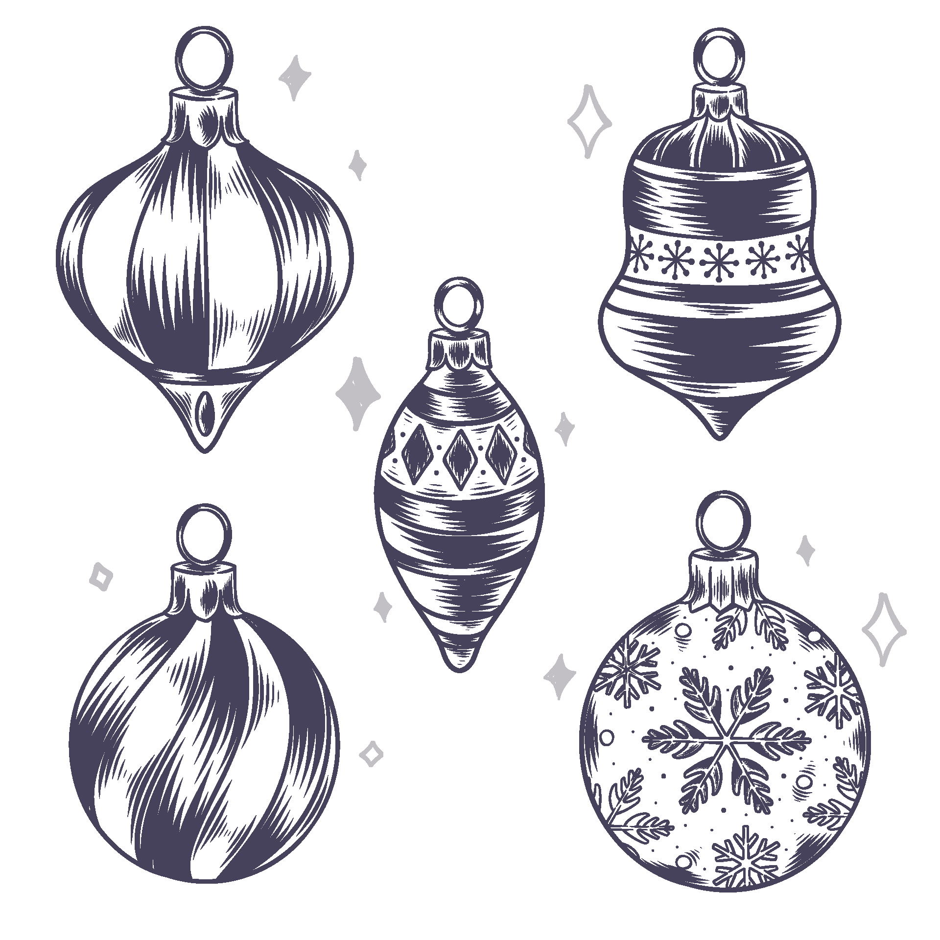 Hand drawn christmas ball ornaments collection nice image