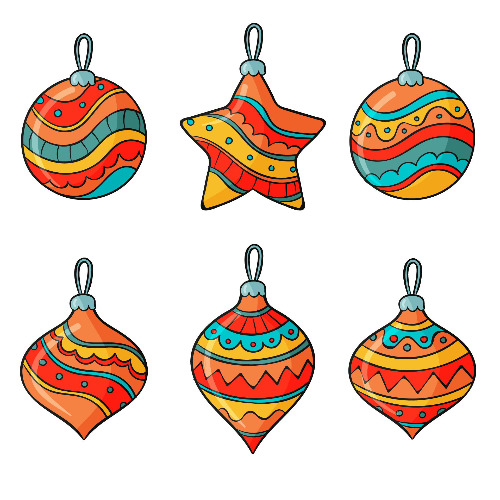 Hand drawn christmas ball ornaments collection picture