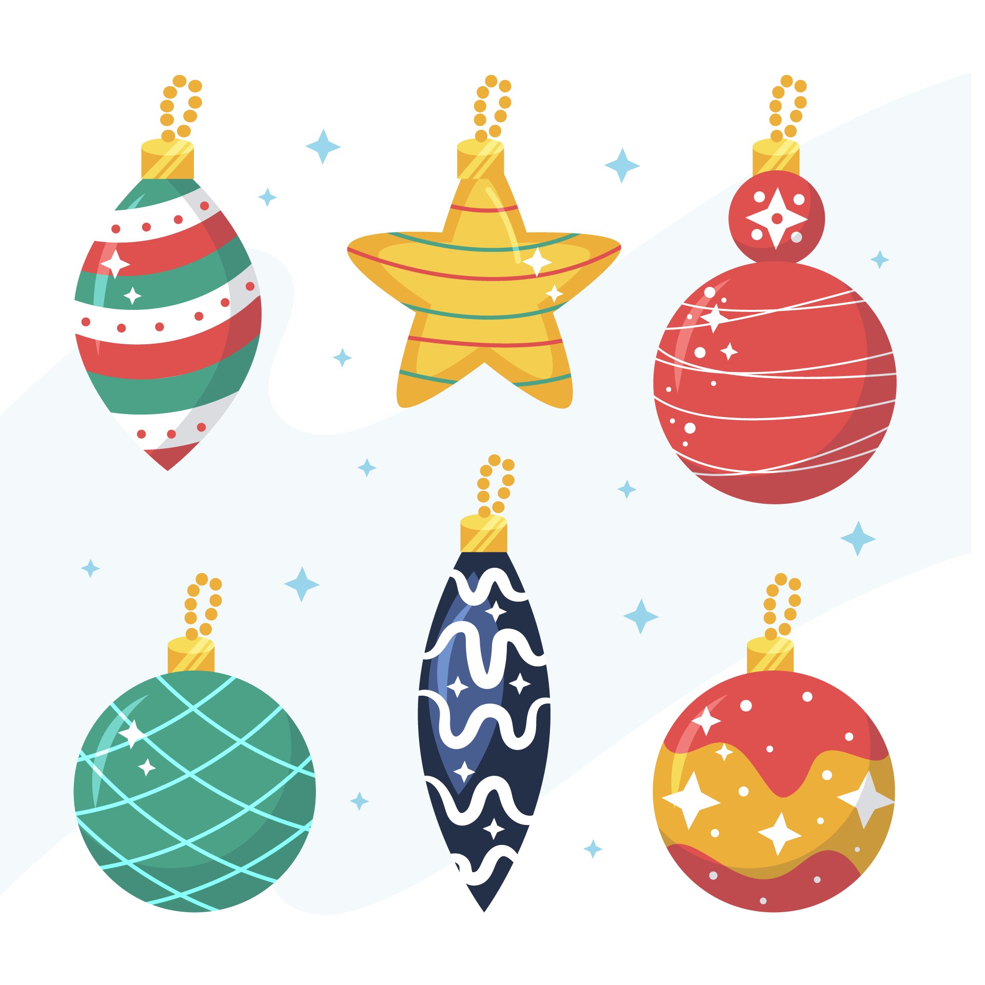 Hand drawn flat christmas ball ornaments collection excellent image