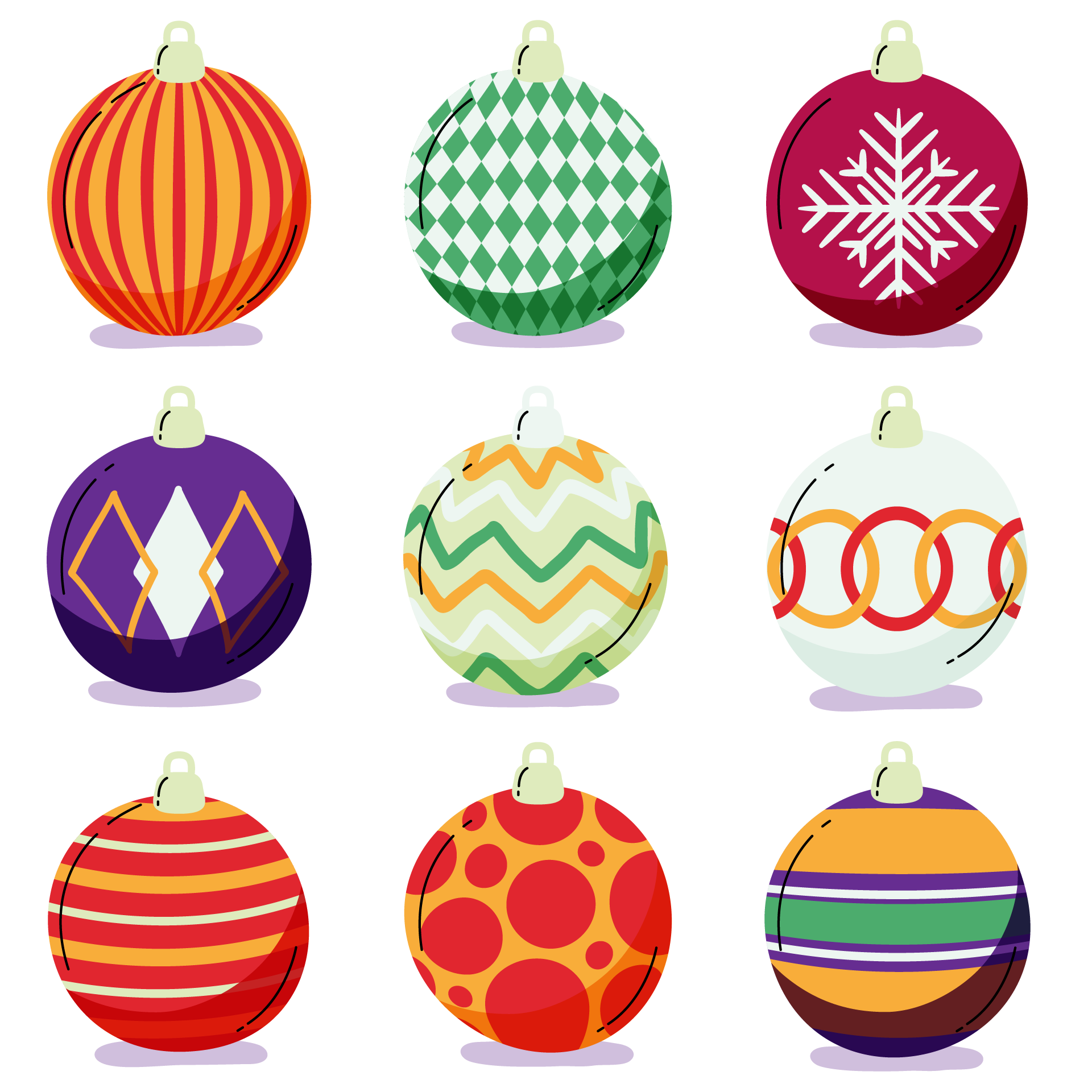 Hand drawn flat christmas ball ornaments collection image