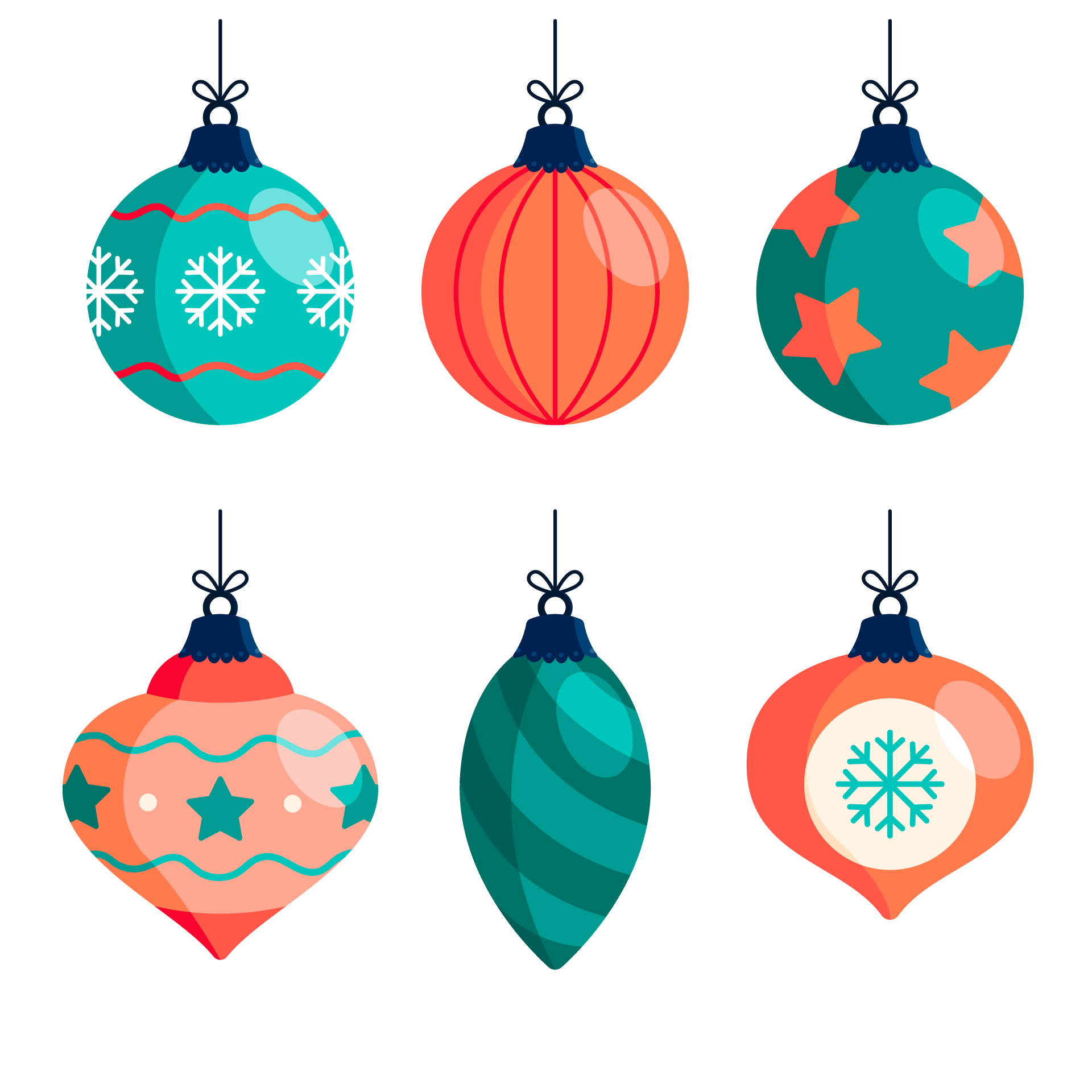 Hand drawn flat christmas ball ornaments collection picture