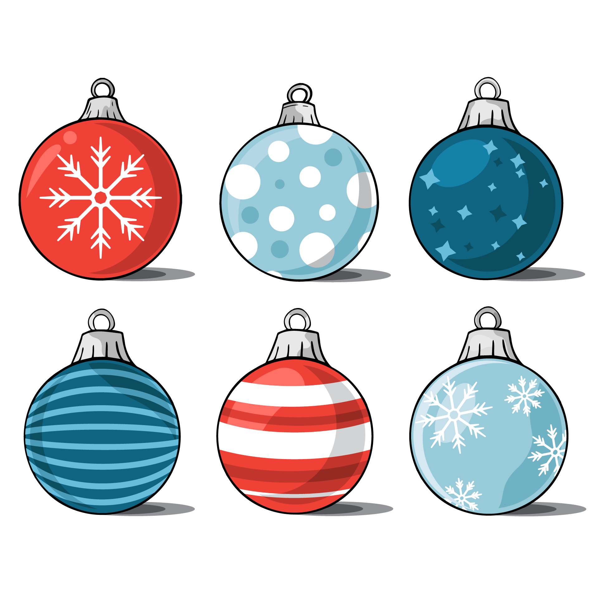 Set beautiful hand drawn christmas balls