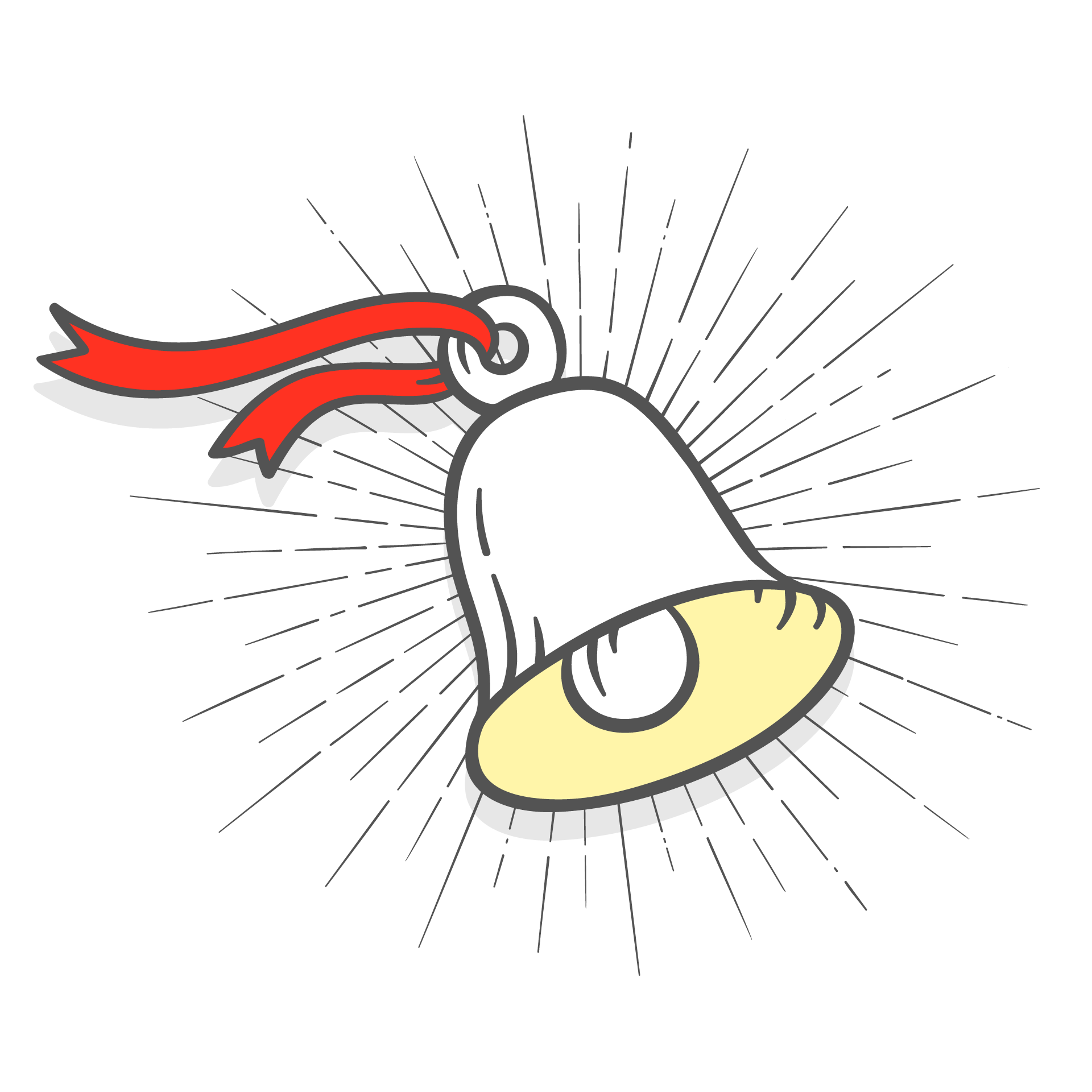 Sign bell with light rays image