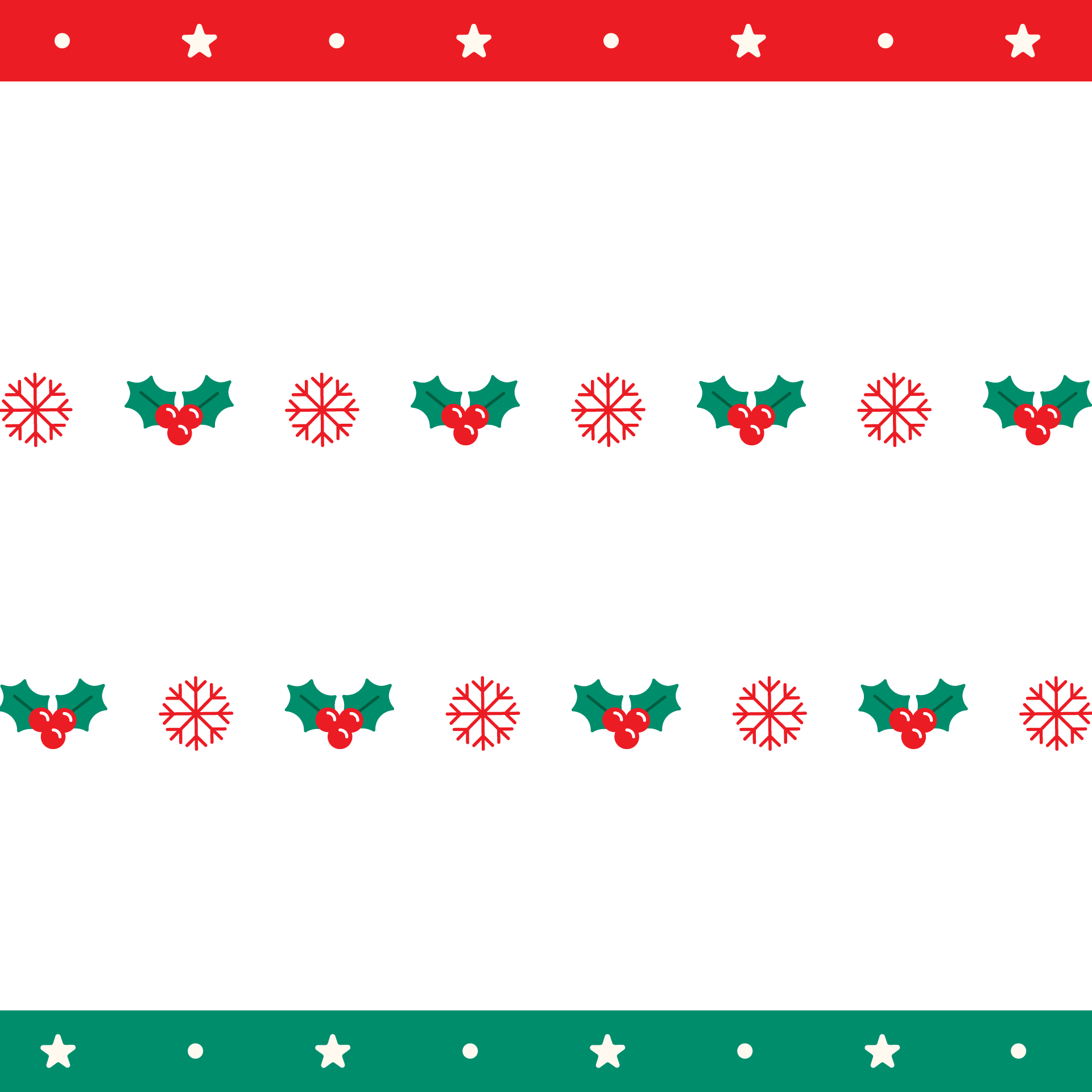 Cute merry christmas tree red green holly snowflake horizontal stripe