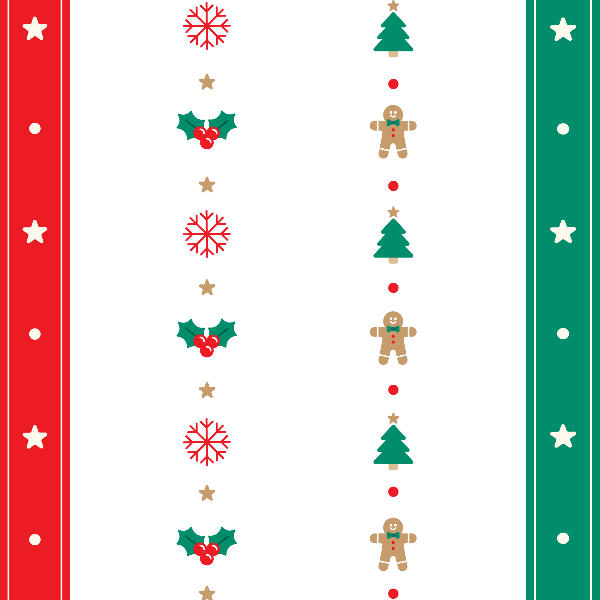 Merry christmas tree holly candy cane gingerbread snowflake vertical stripe