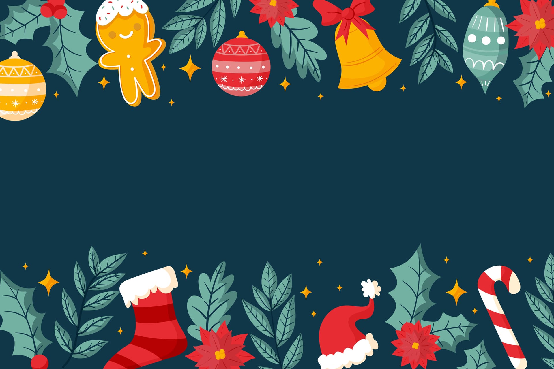 Christmas decorations clipart flat christmas background