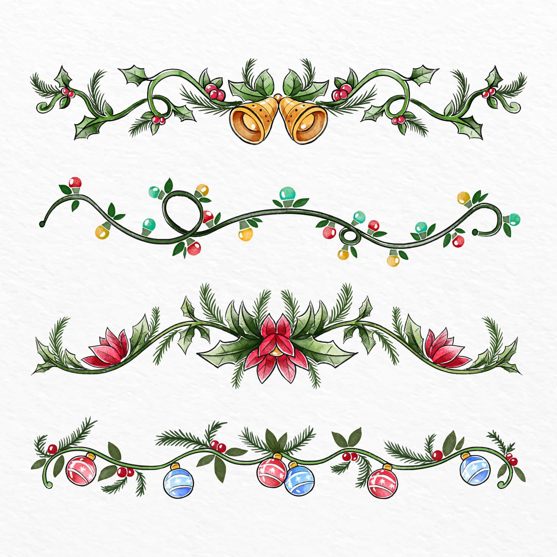 Christmas decorations clipart watercolor christmas decoration