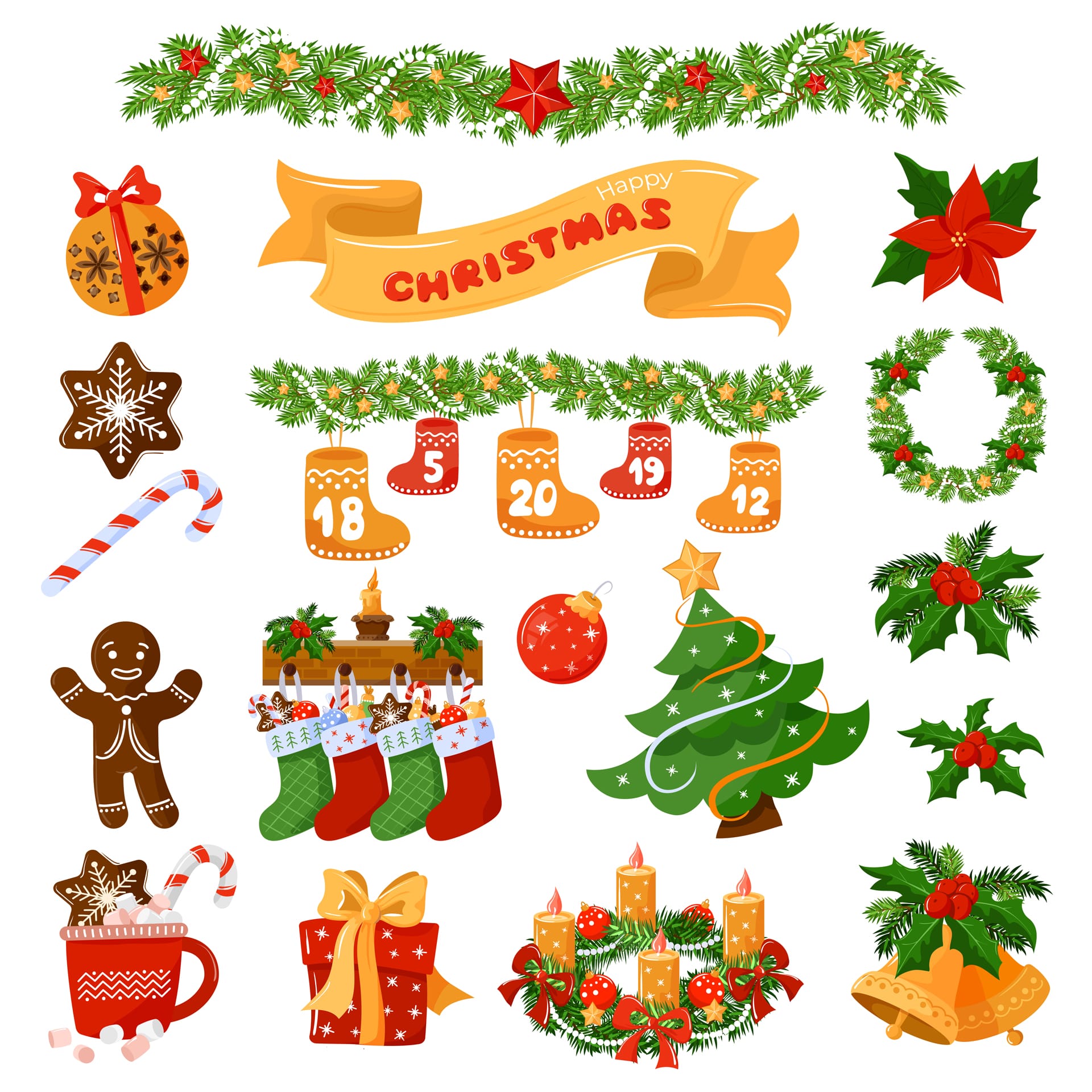 Christmas set making greeting design image
