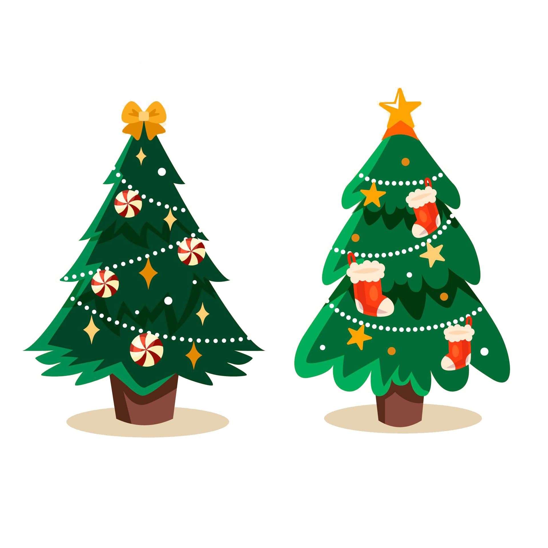 Flat christmas trees collection image