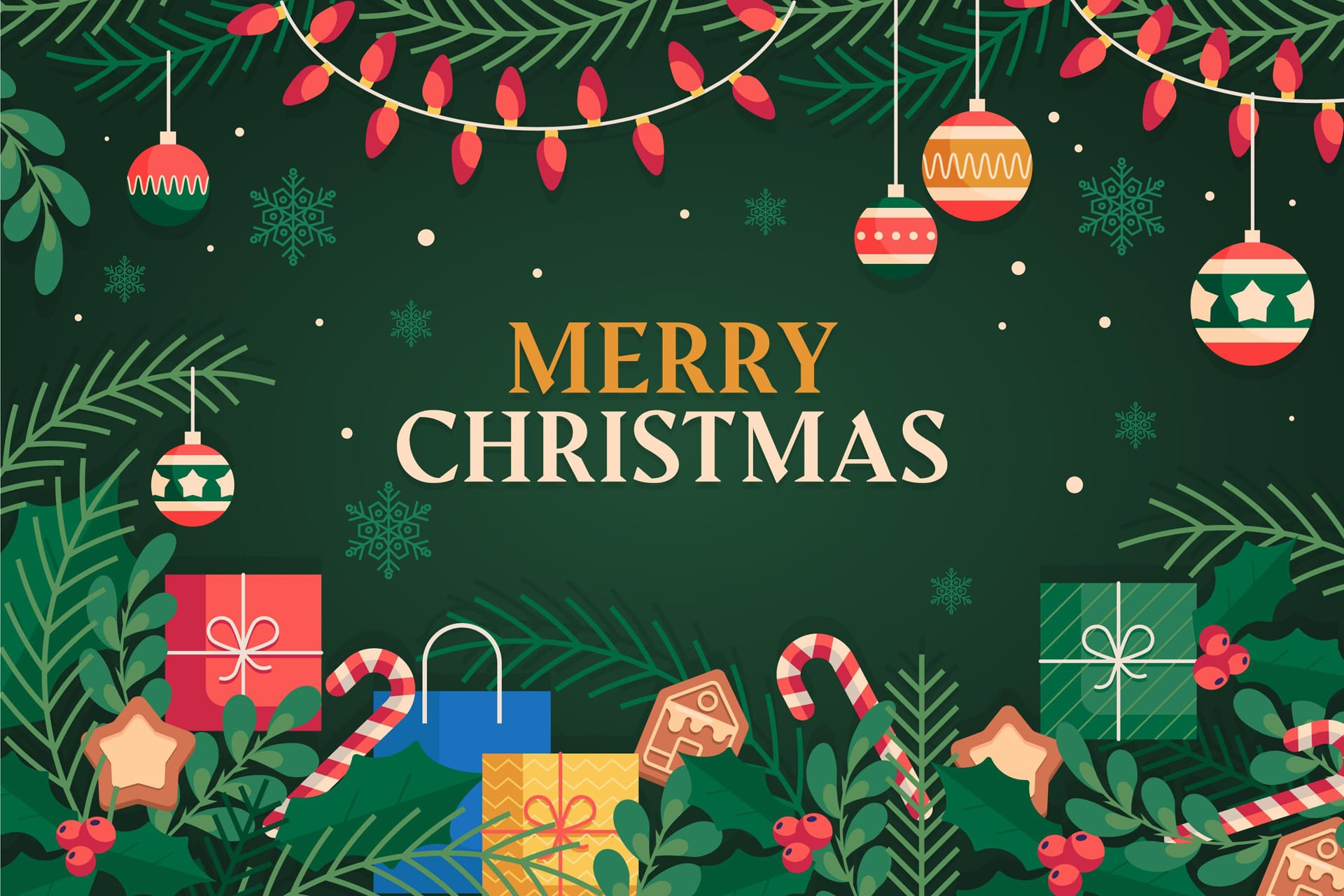 Flat design christmas background christmas decorations clipart