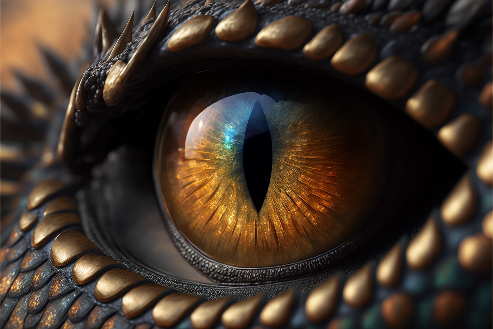Dragon eye no blur high detail realism 3d render picture