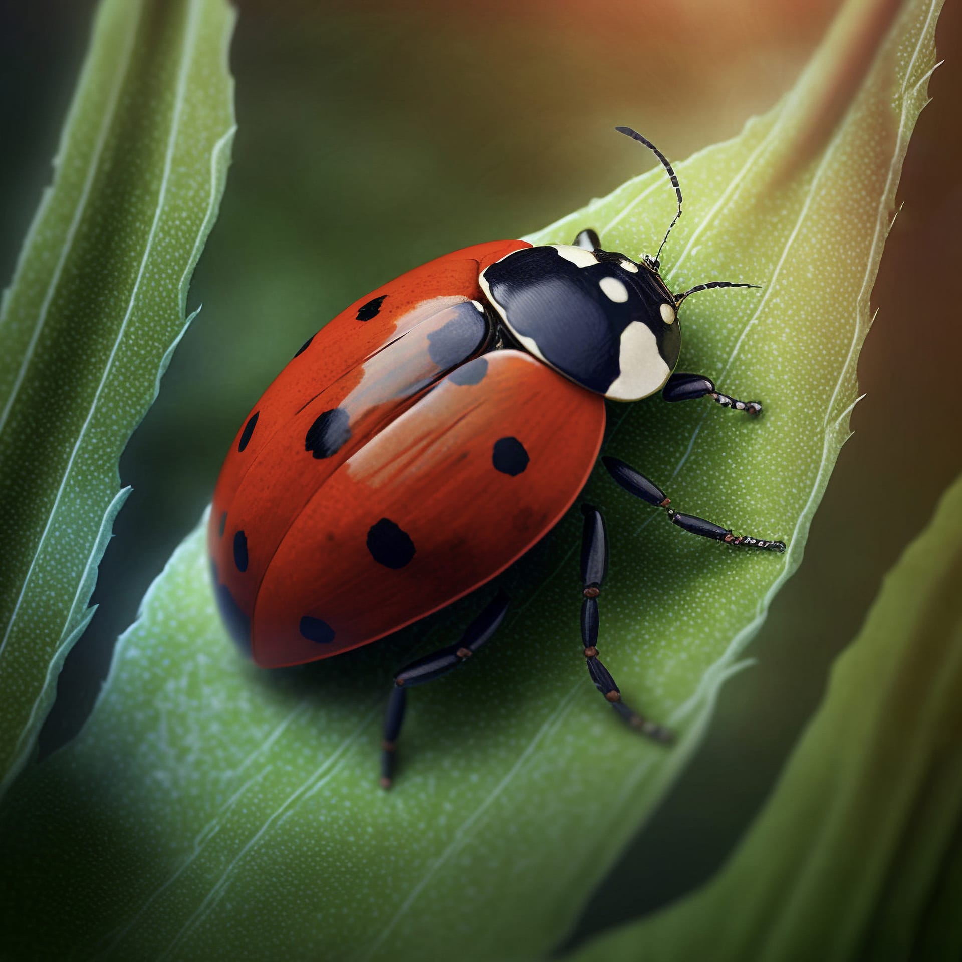 Ladybug crawling celery leave image animal image