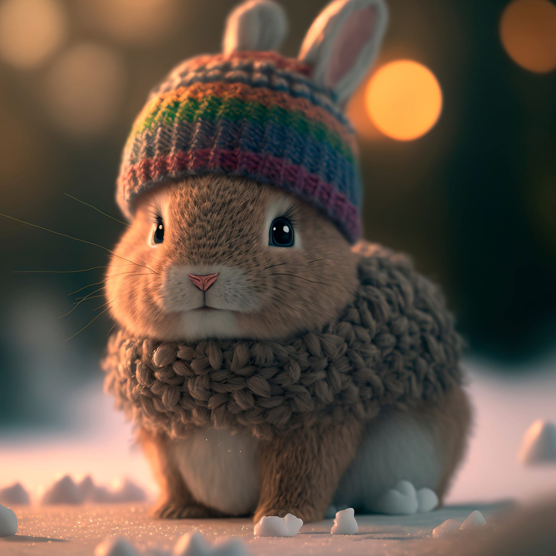 Rabbit christmas scarf winter illustration year rabbit