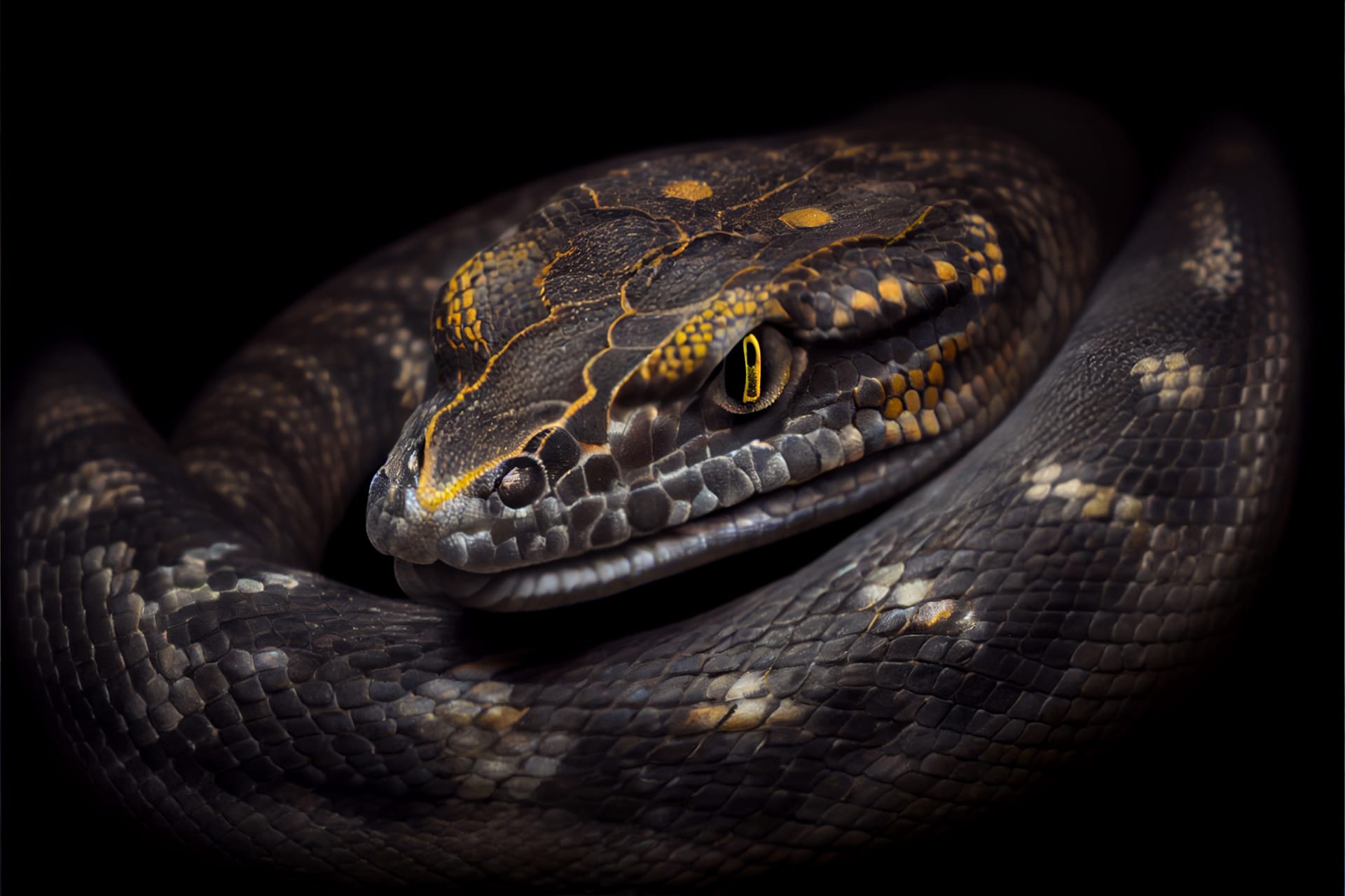 Animal photo snake black background