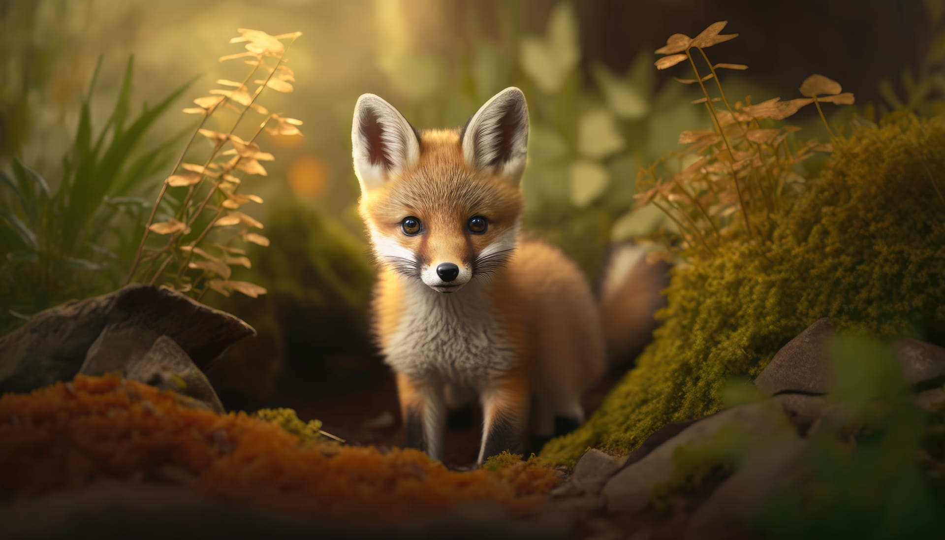 Fox forest with forest background animal photo