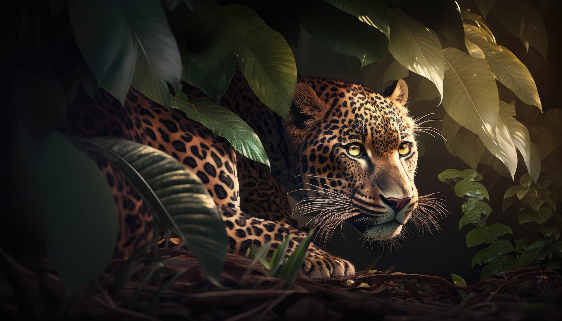 Leopard jungle is hiding dark
