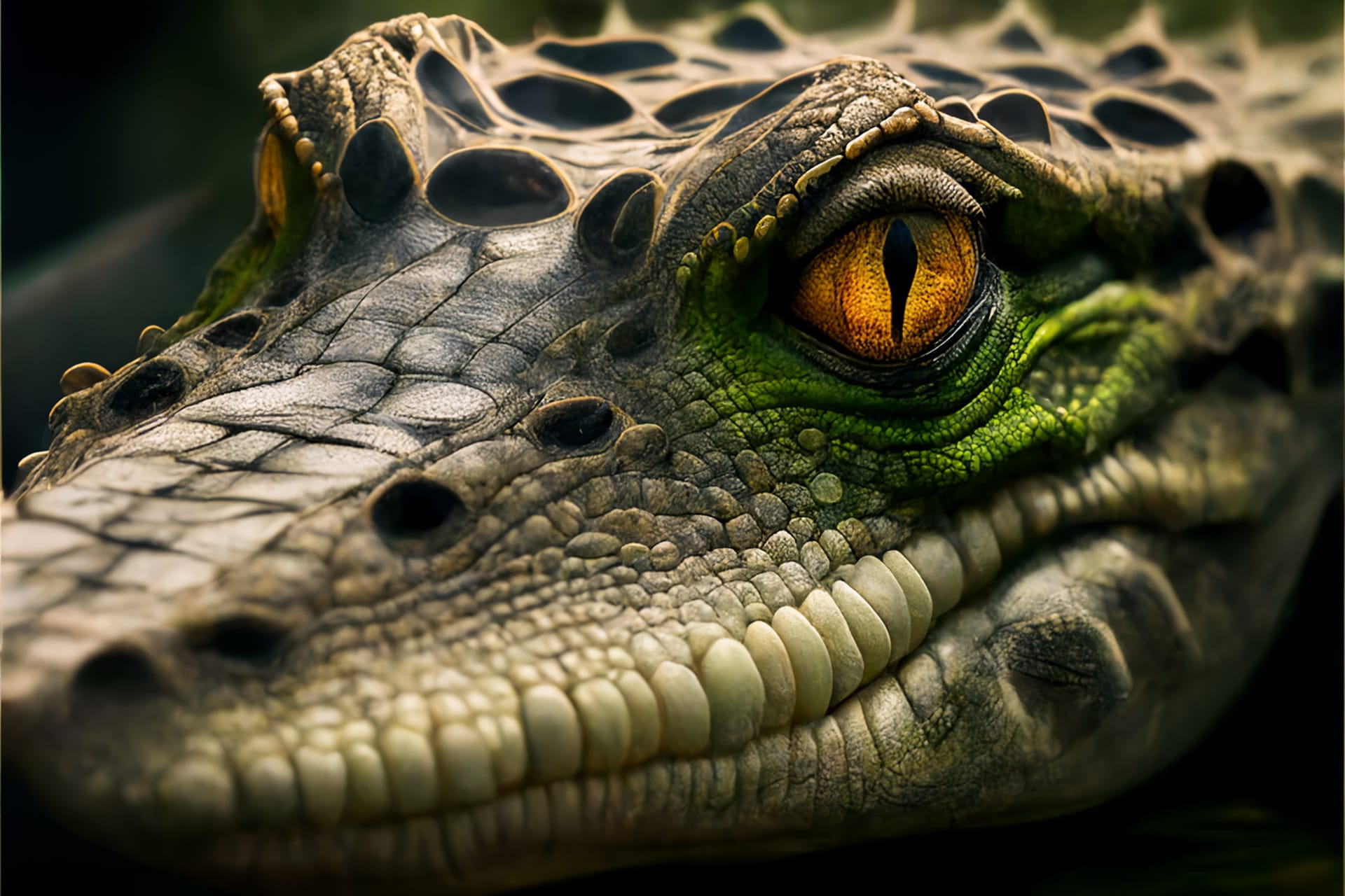 Realistic crocodile close up portrait image