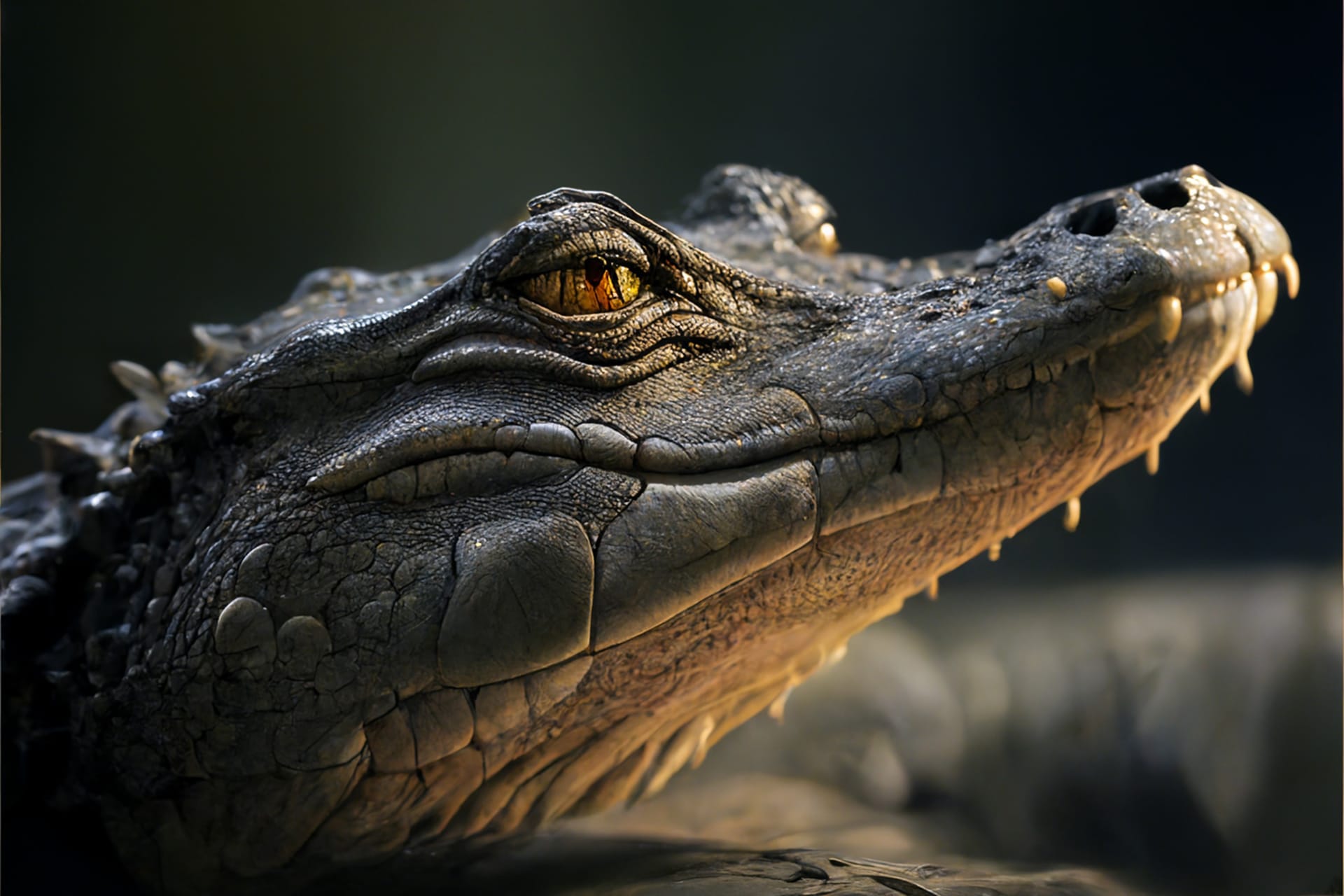Realistic crocodile close up portrait