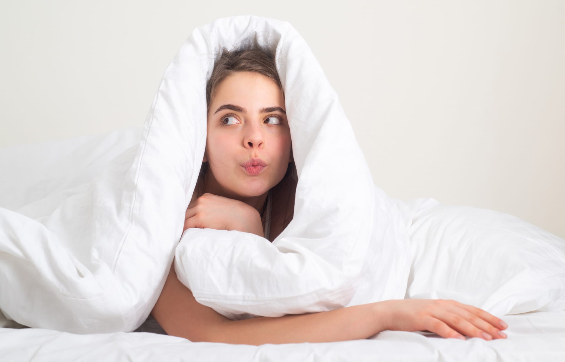 Woman covered with warm blanket bed home young woman lying bed girl morning
