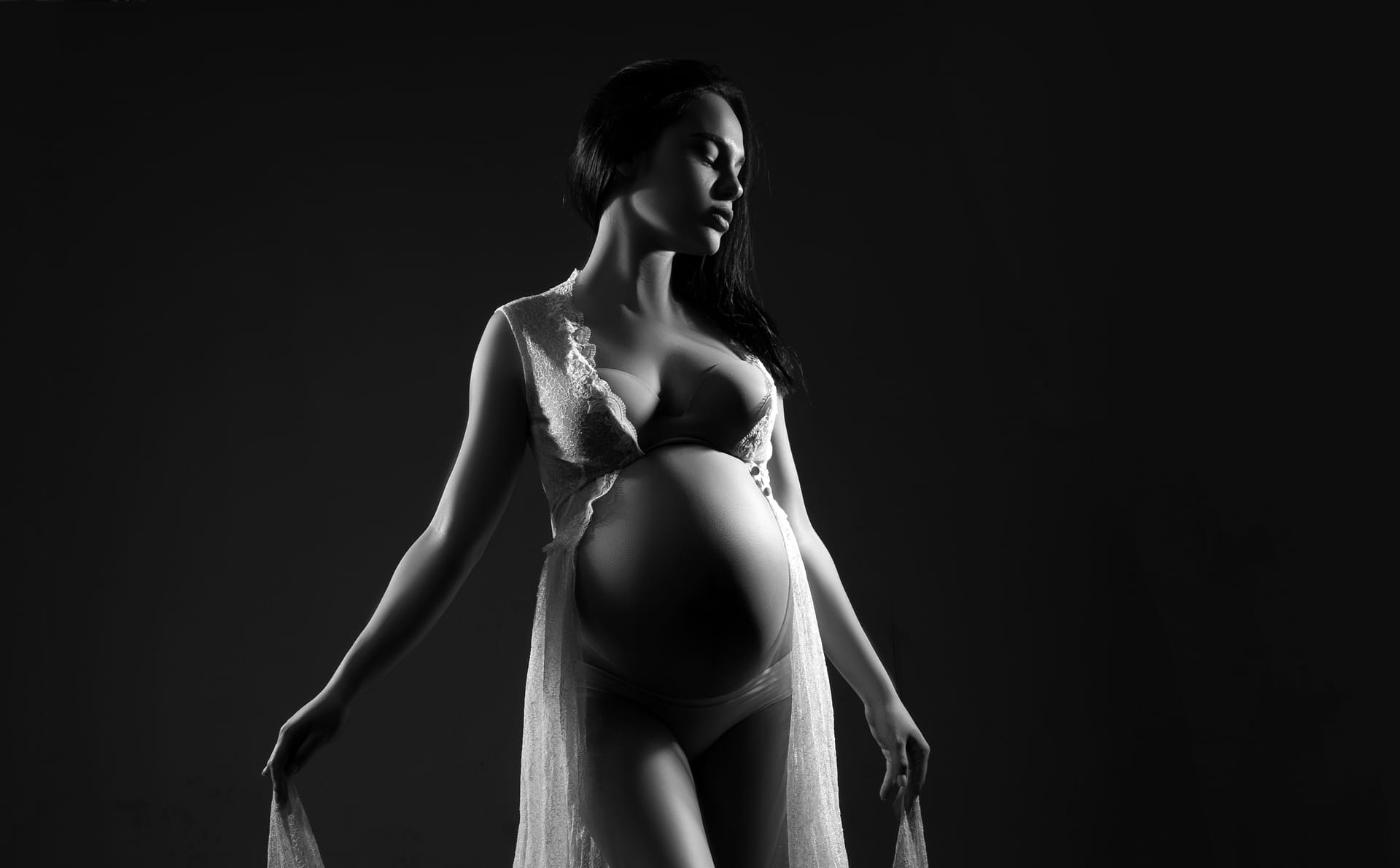 Pregnant woman pregnancy woman studio intimate portrait happy pregnant woman happy pregna