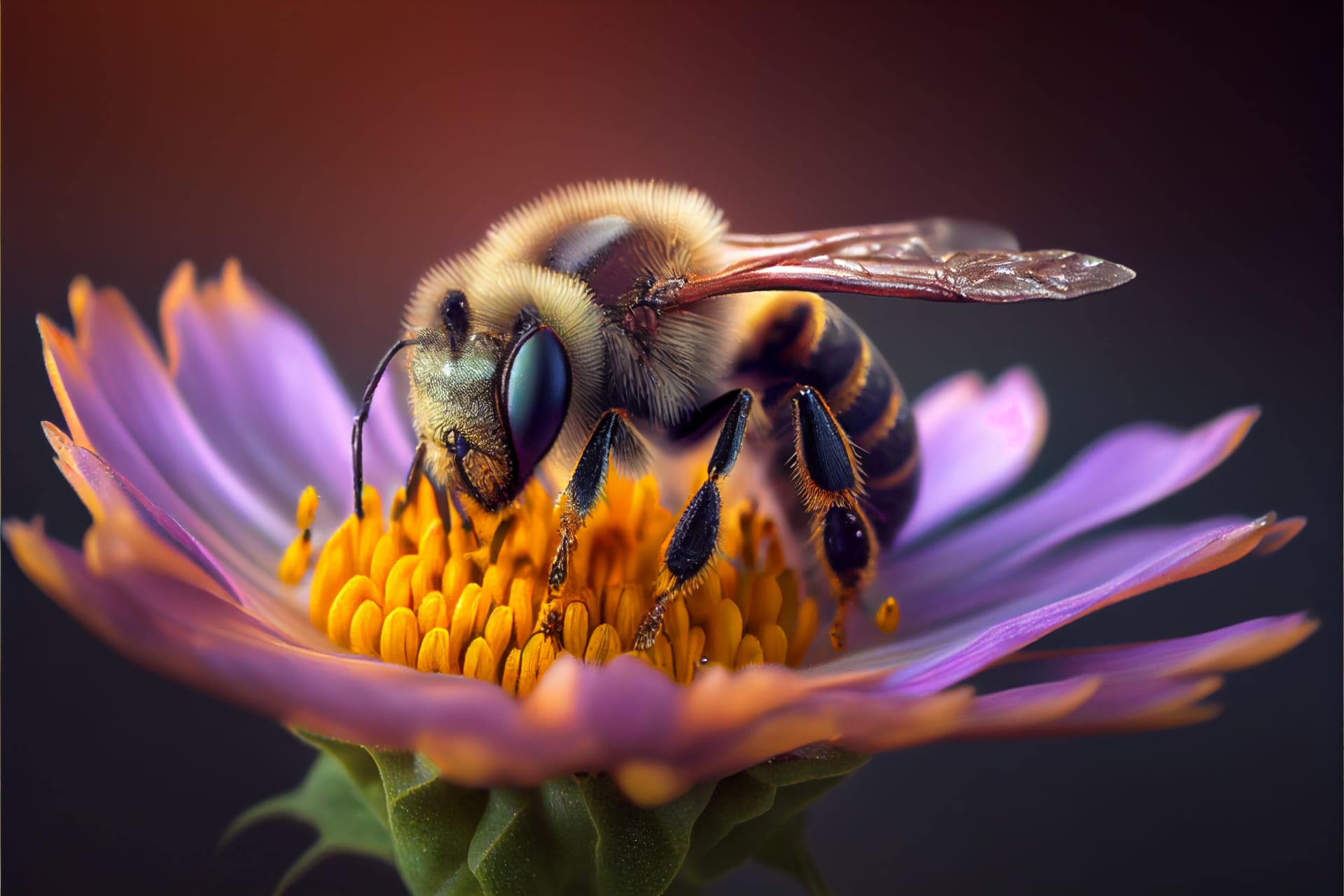 Bee flower super macro image bee picture