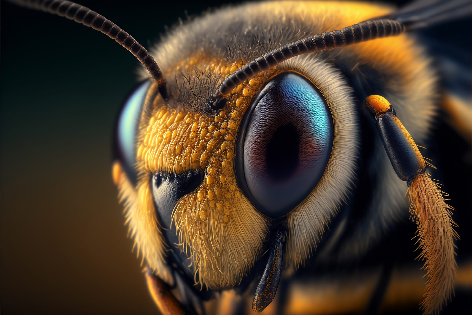 Extreme close up bee macro honeybee hyper realistic image