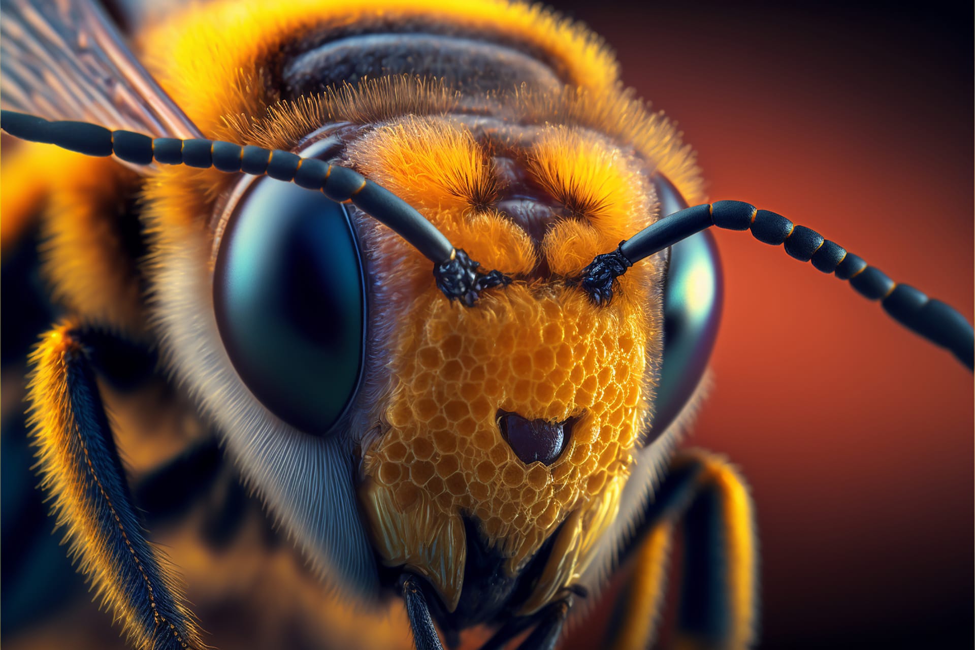 Extreme close up bee macro honeybee hyper realistic