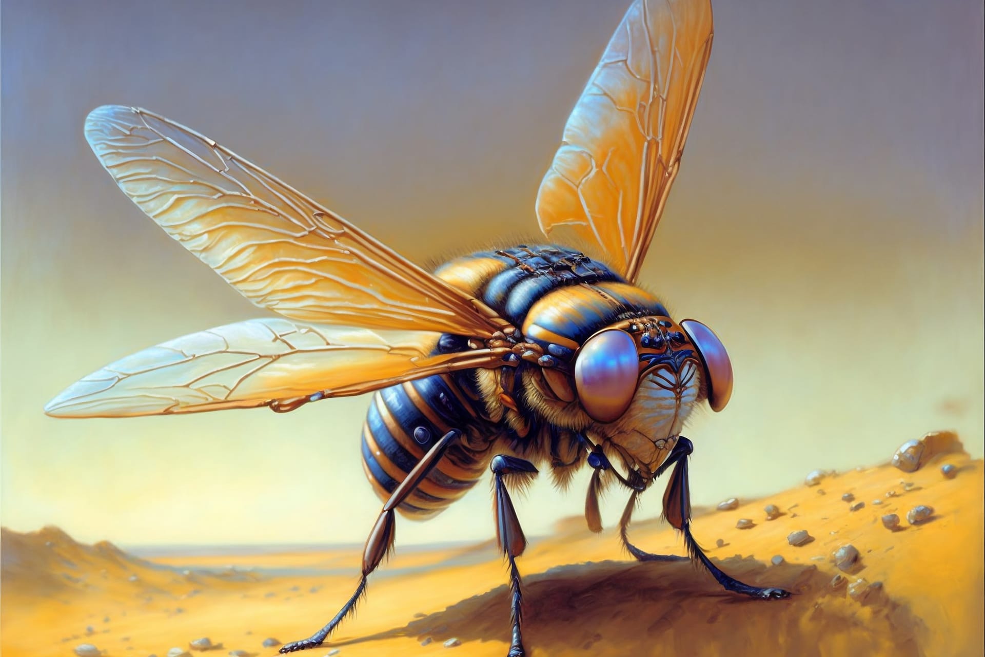 Futuristic fly creative digital painting 3d illustration image