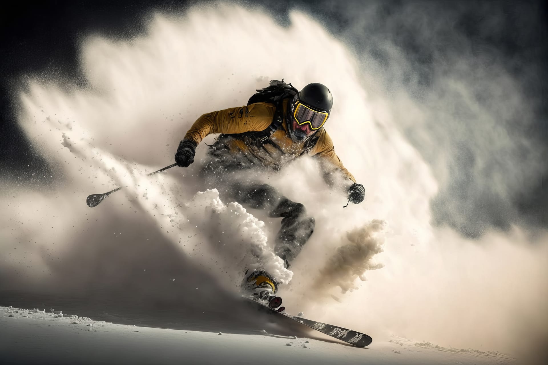 Best sports images generative illustration skier riding snow