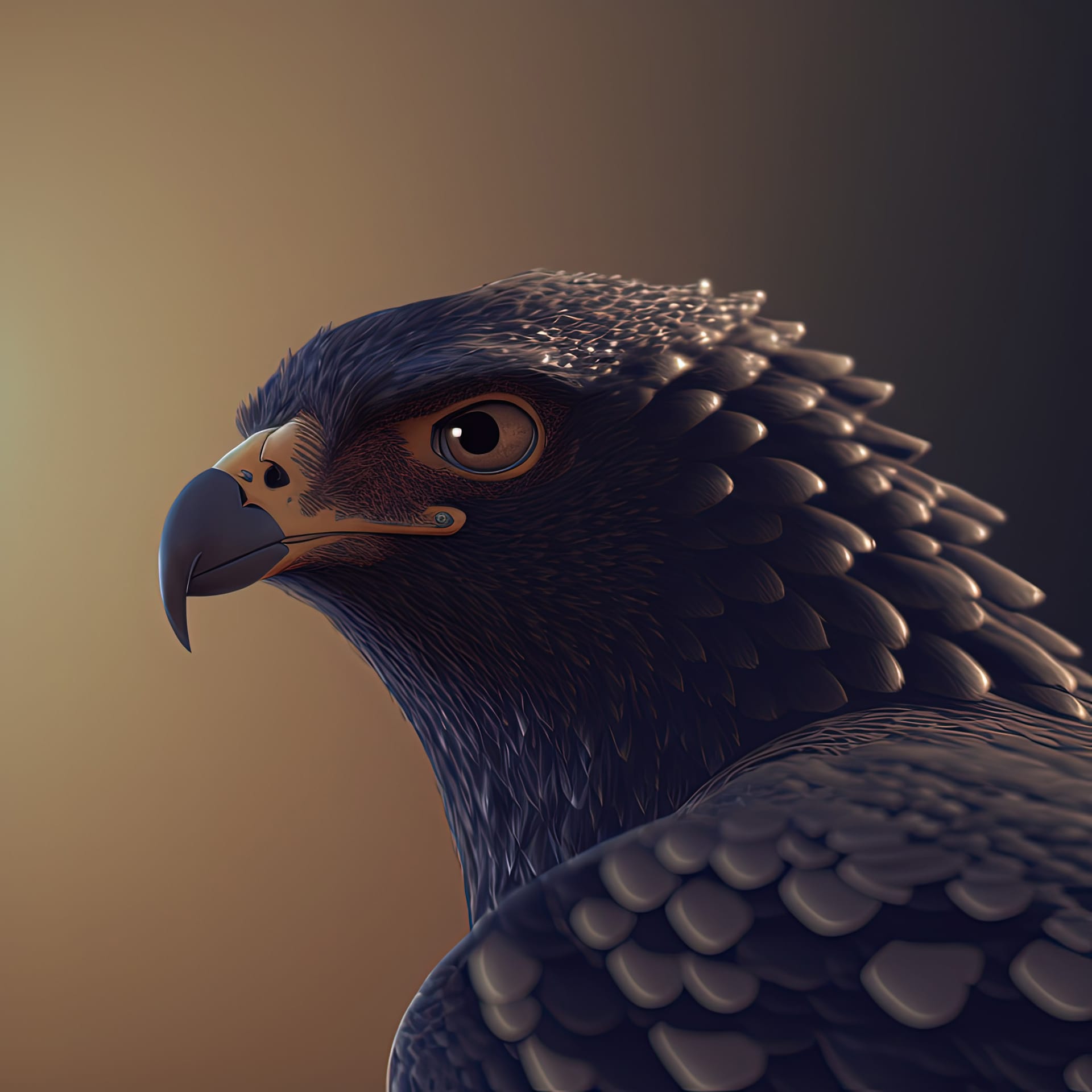 Ultra realistic sharp image black hawk bird moody image