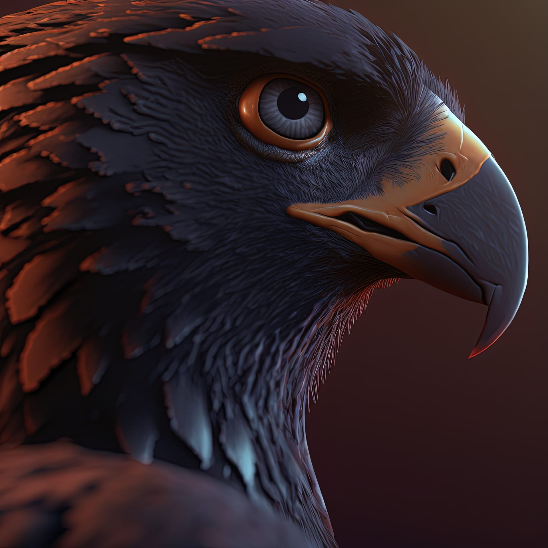 Ultra realistic sharp image black hawk bird