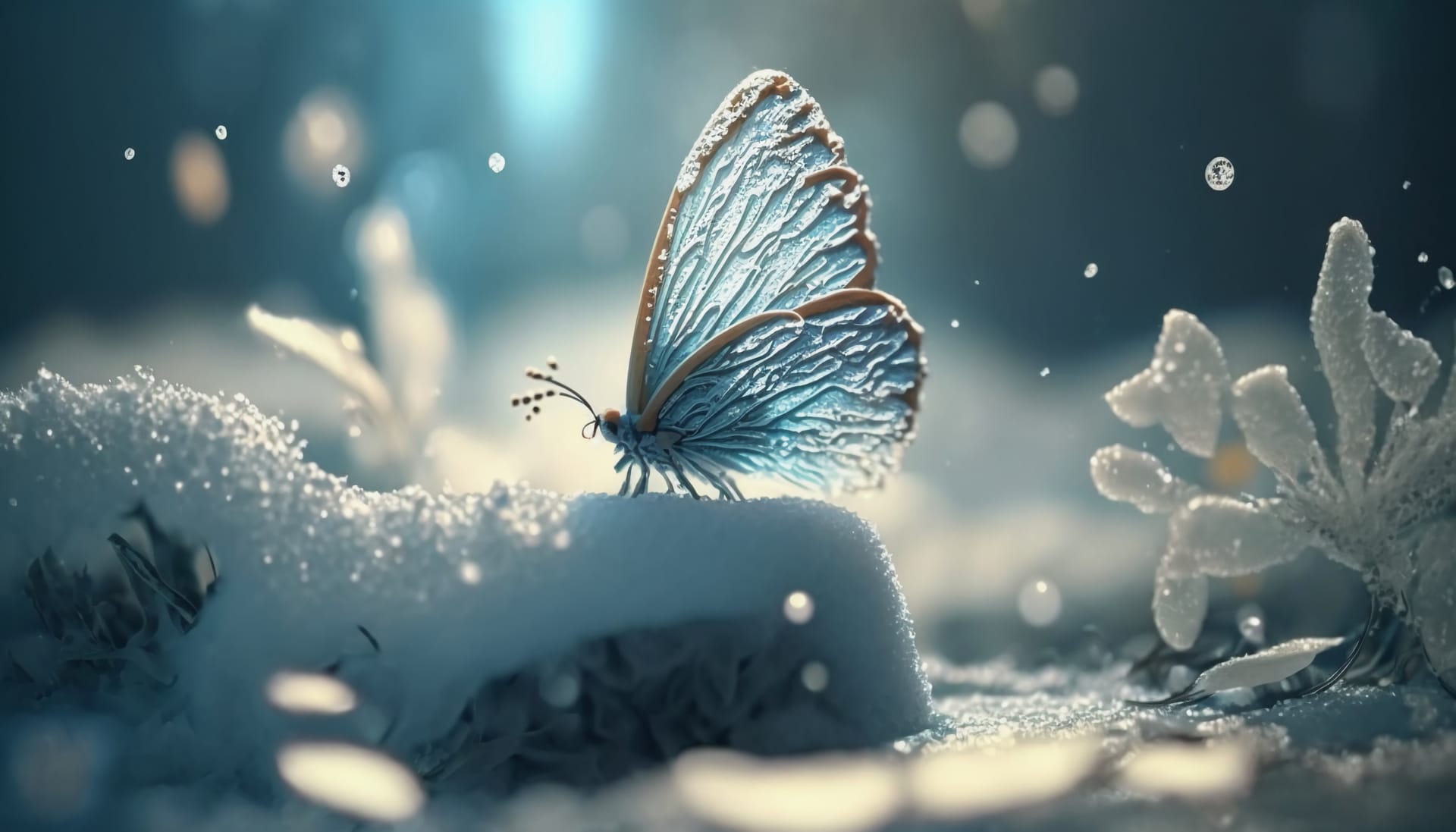 Ice snowa light blue ice butterfly falls picture
